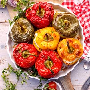 Recipe preview Baked stuffed peppers with ham and cheese