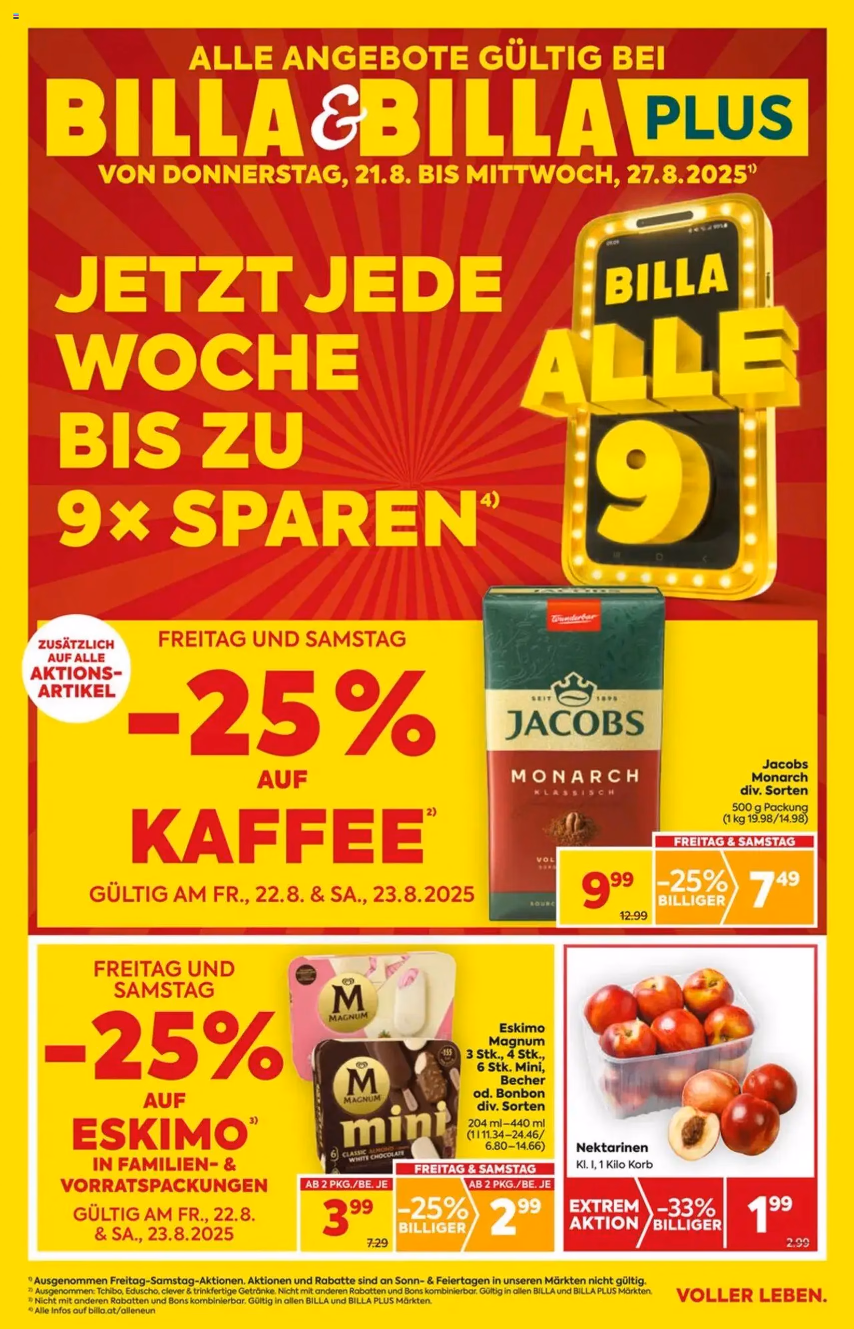 Billa Flugblatt - Gültiger Prospekt ab 21.08.2025, Seite 1 von insgesamt 16 Billa Flugblatt - Gültiger Prospekt ab 21.08.2025, Seite 1 von insgesamt 16