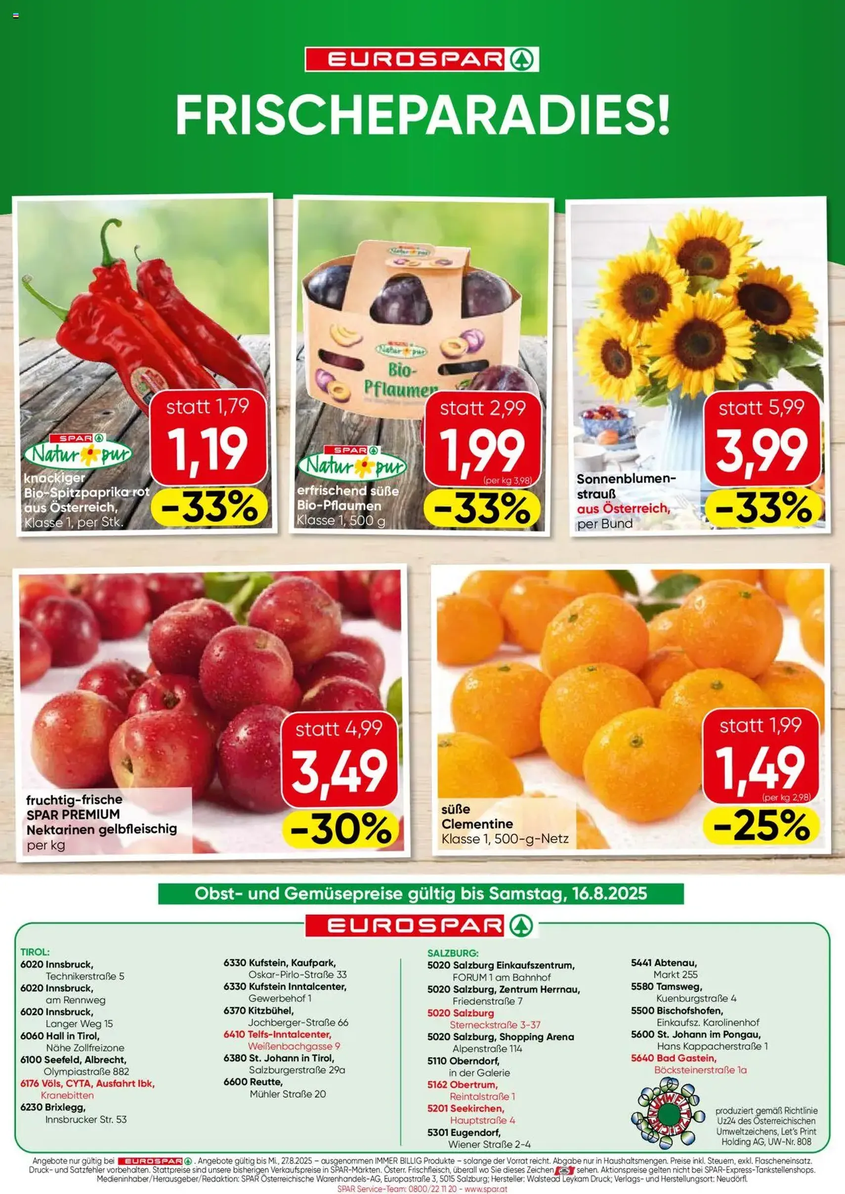 Eurospar Flugblatt - Gültiger Prospekt ab 14.08.2025, Seite 16 von insgesamt 16