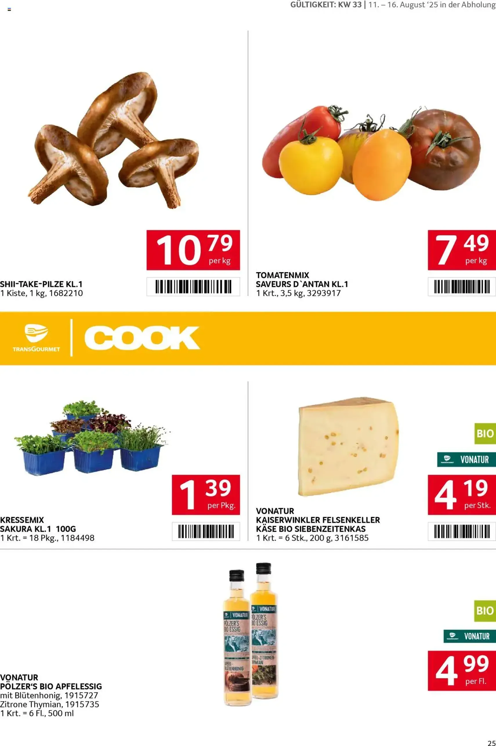Transgourmet Flugblatt - Gültiger Prospekt ab 10.08.2025, Seite 25 von insgesamt 32 Transgourmet Flugblatt - Gültiger Prospekt ab 10.08.2025, Seite 25 von insgesamt 32