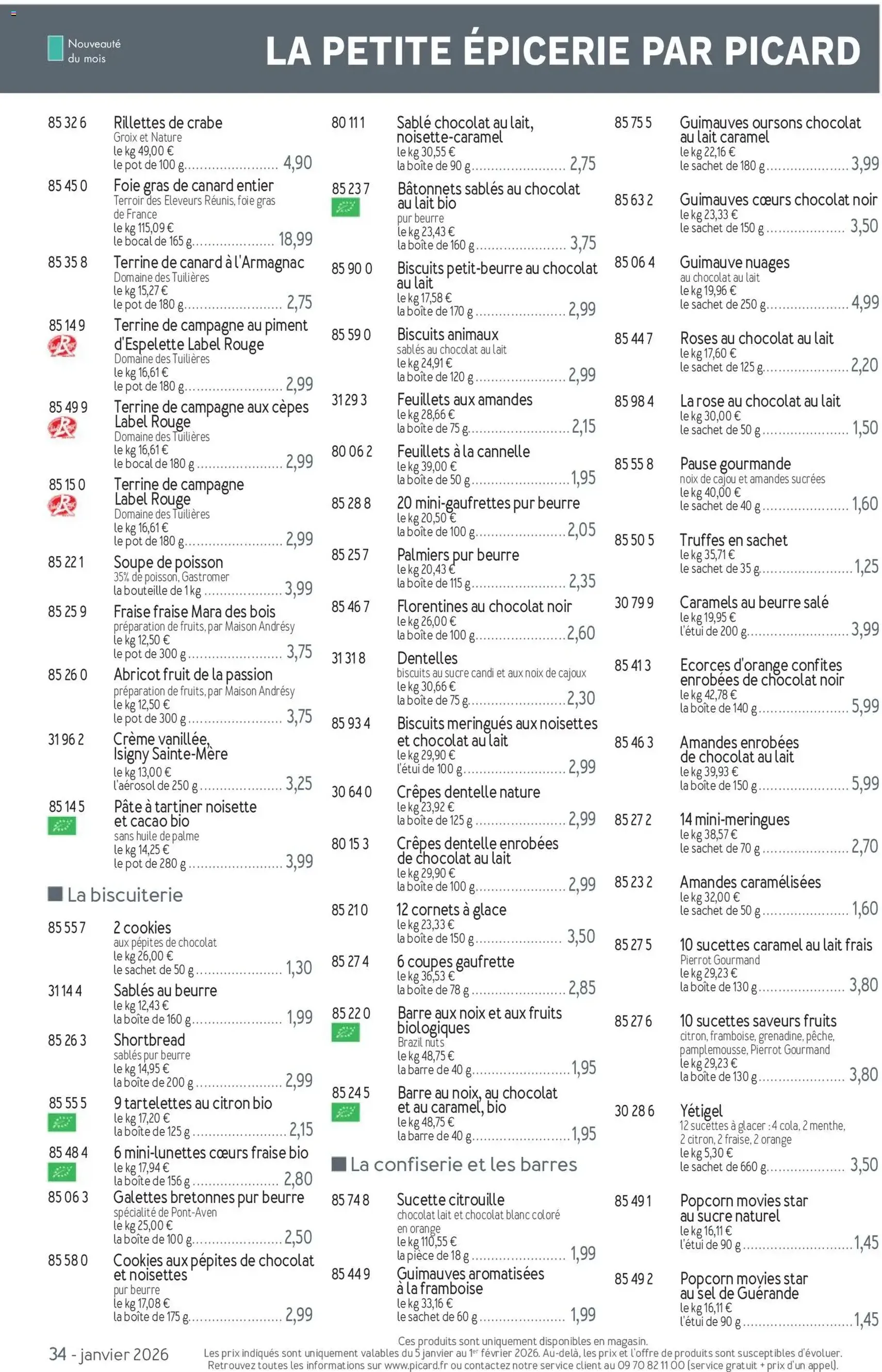 Picard catalogue - brochure valable à partir du 05/01/2026, page 34 sur 36