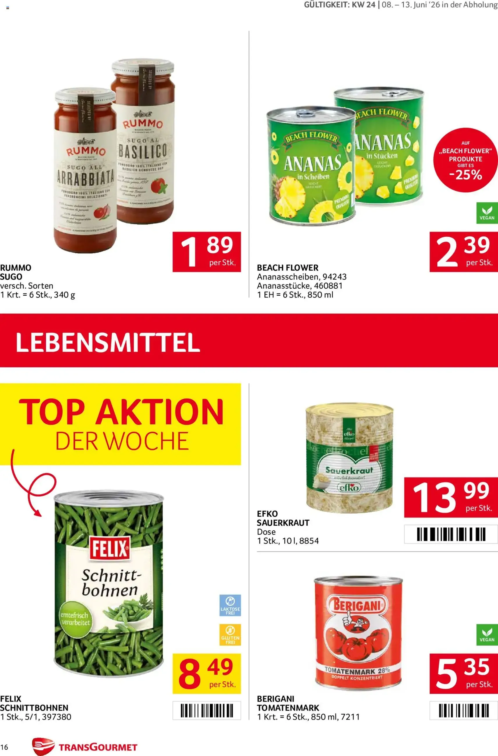 Transgourmet Flugblatt - Gültiger Prospekt ab 08.06.2026, Seite 16 von insgesamt 36