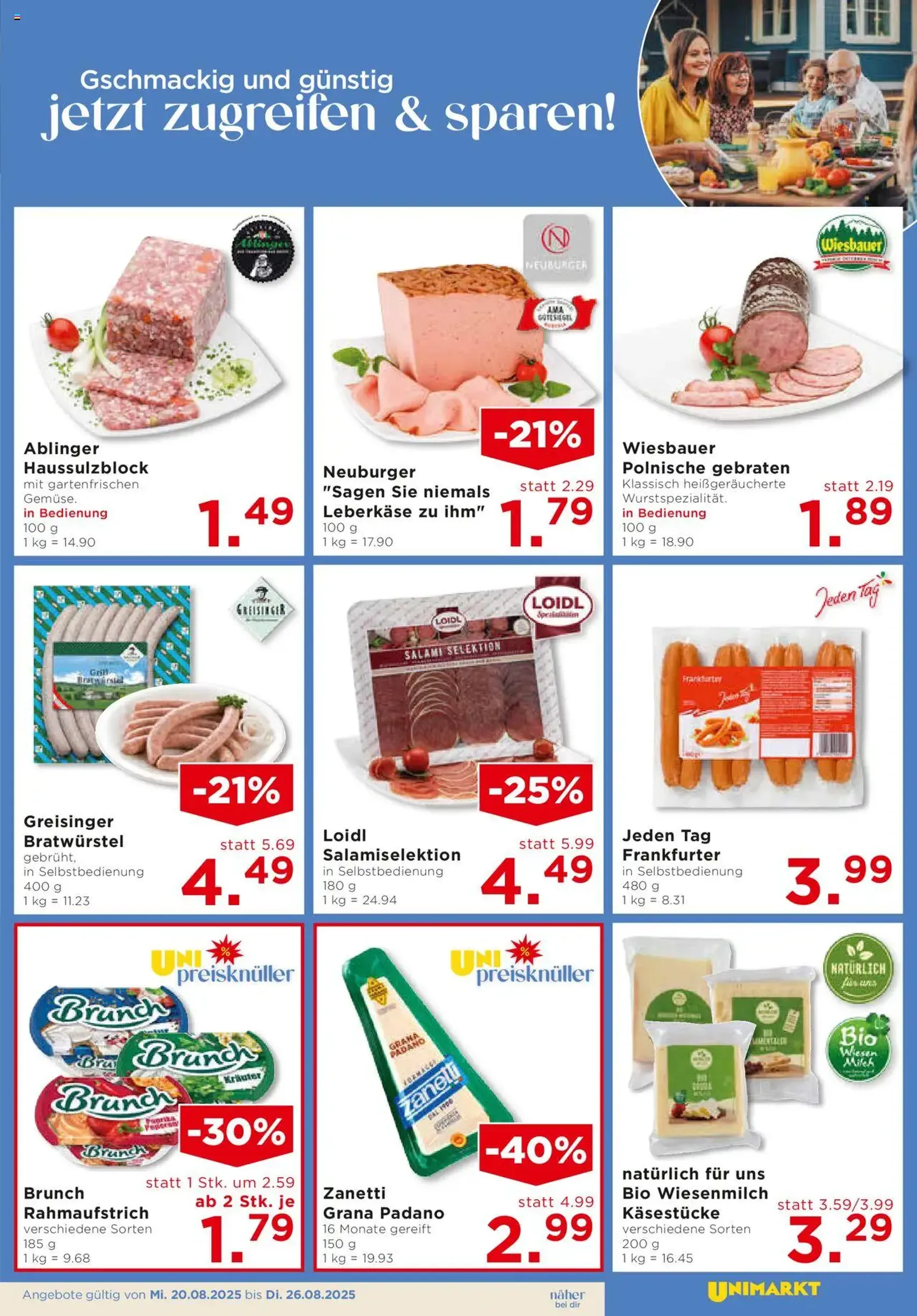 Unimarkt Flugblatt - Gültiger Prospekt ab 20.08.2025, Seite 5 von insgesamt 16 Unimarkt Flugblatt - Gültiger Prospekt ab 20.08.2025, Seite 5 von insgesamt 16