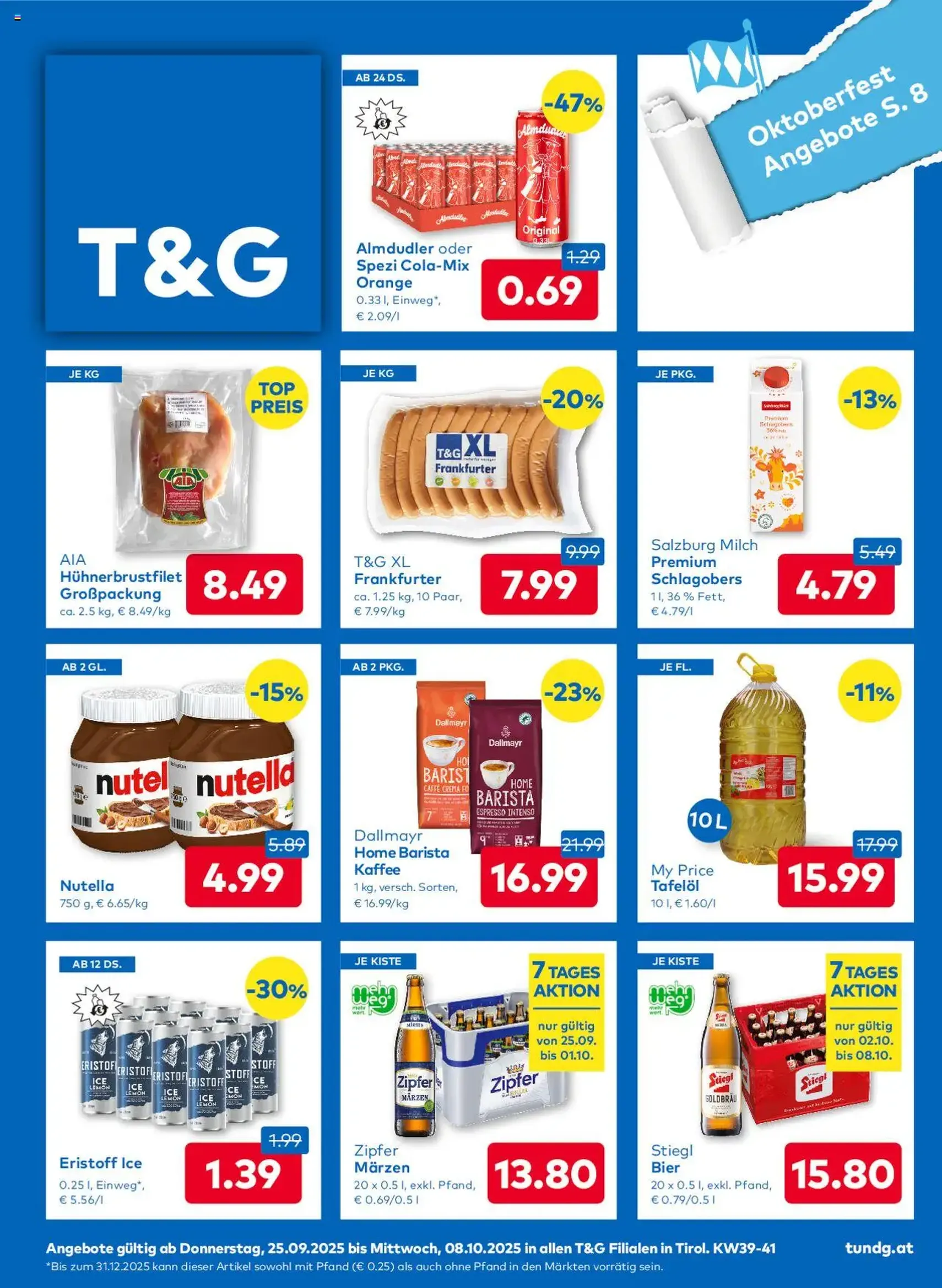 T&G Flugblatt - Gültiger Prospekt ab 25.09.2025, Seite 1 von insgesamt 8