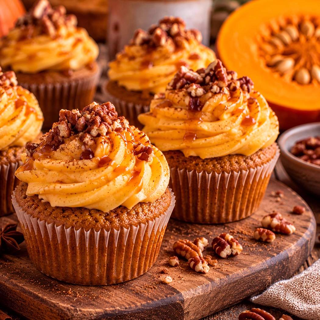 Tekvicové muffiny so škoricou a syrovým krémom