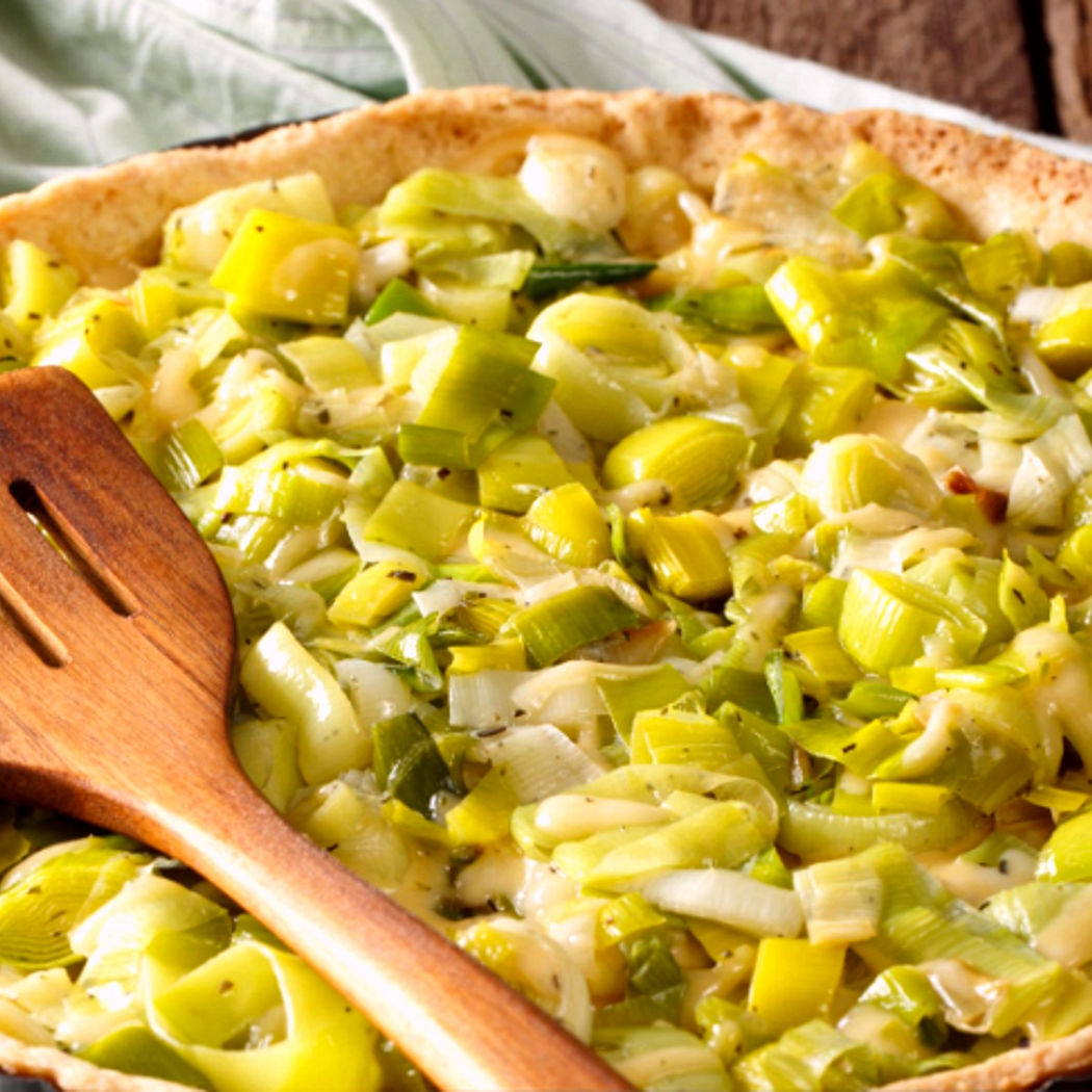 Wegetariański przepis na quiche z pora