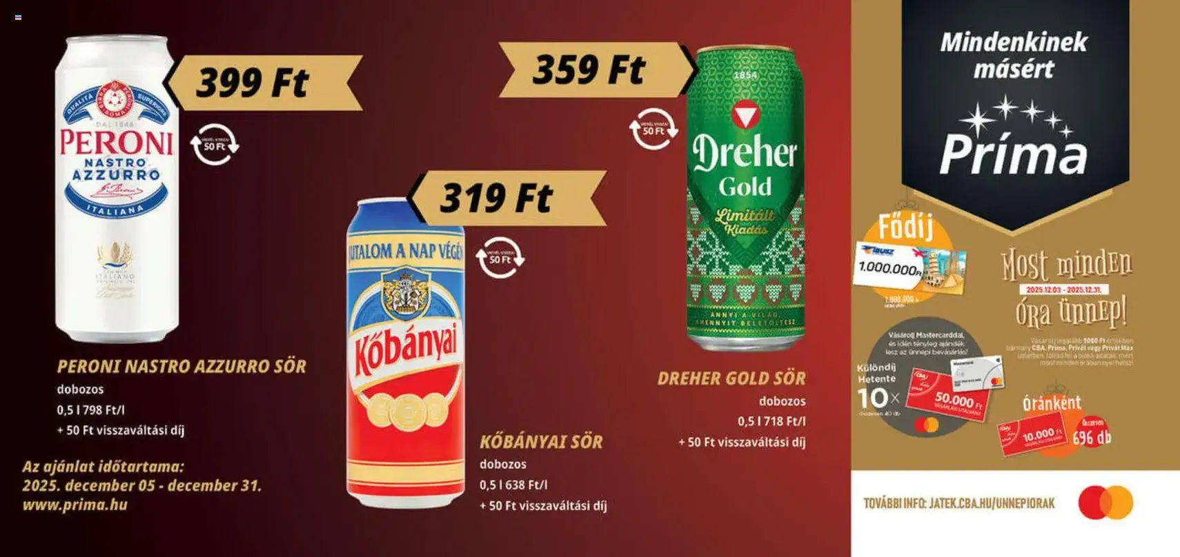 CBA Príma - Óriásplakátok - 2025.12.05. érvényes szórólap 4 oldal 5 oldalból