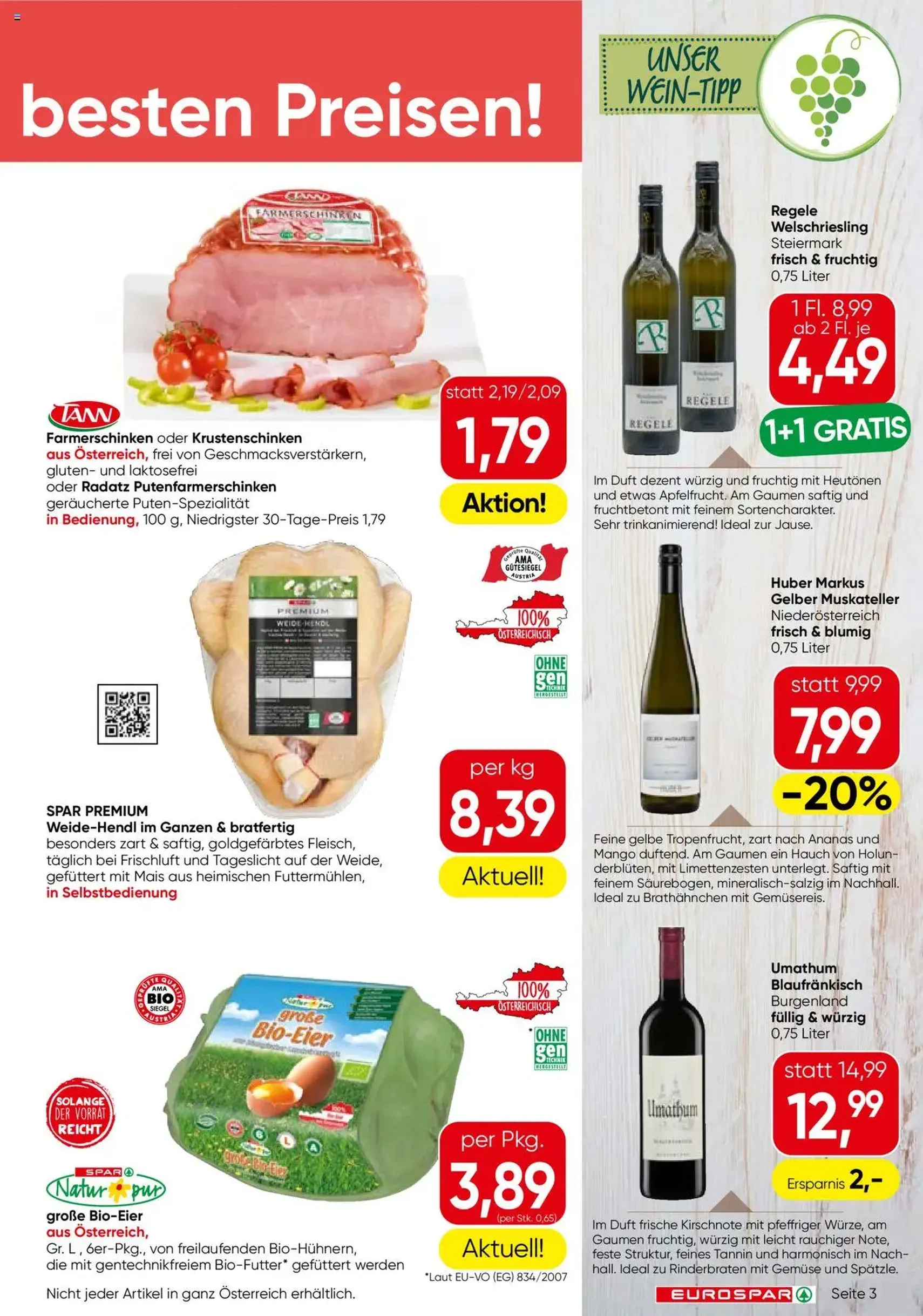 Eurospar Flugblatt - Gültiger Prospekt ab 09.10.2025, Seite 3 von insgesamt 16 Eurospar Flugblatt - Gültiger Prospekt ab 09.10.2025, Seite 3 von insgesamt 16