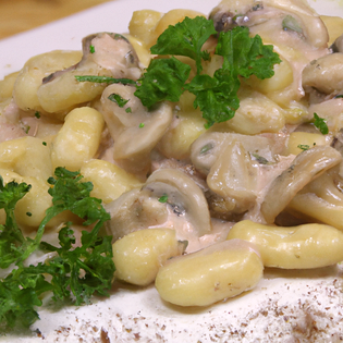 Recipe preview Savory Baked Gnocchi with Mushroom Cream Sauce