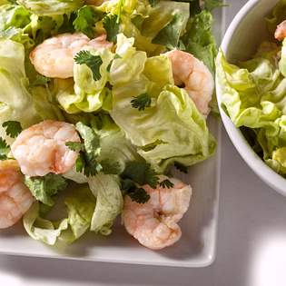 Recipe preview Shrimp and Greens Salad with Yogurt-Avocado Dressing
