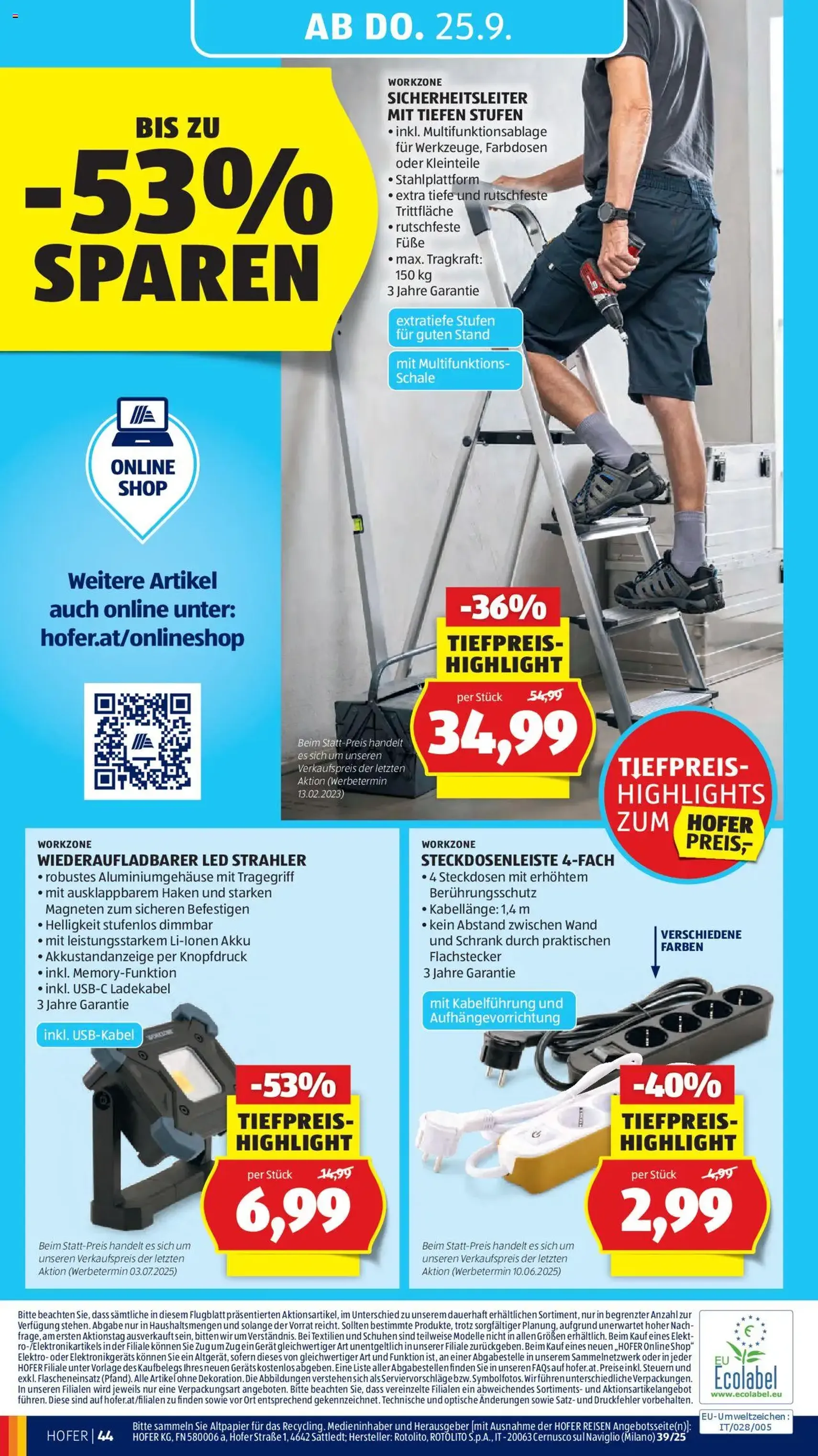Hofer Flugblatt - Gültiger Prospekt ab 19.09.2025, Seite 48 von insgesamt 49