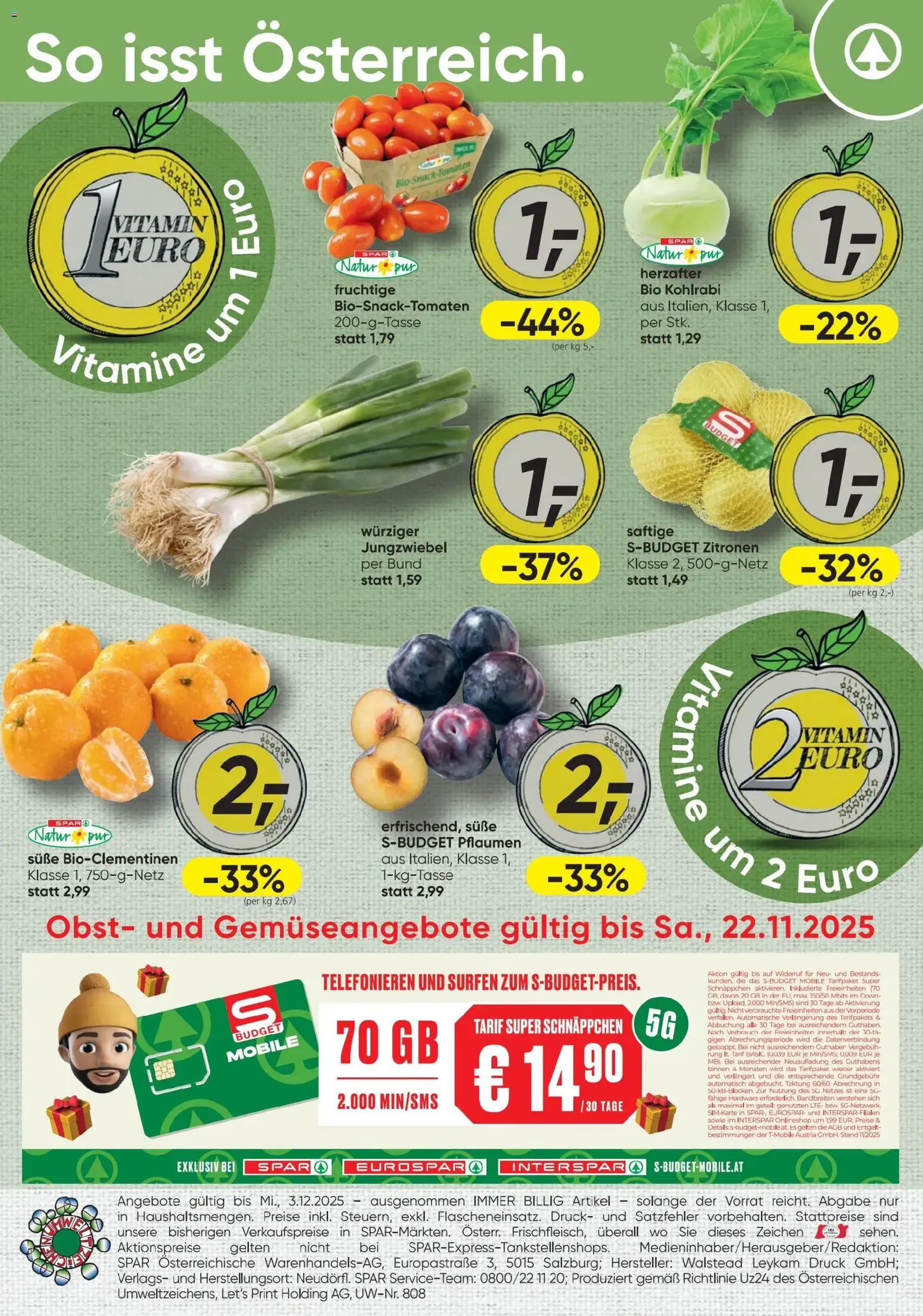 Spar Flugblatt - Gültiger Prospekt ab 20.11.2025, Seite 20 von insgesamt 20