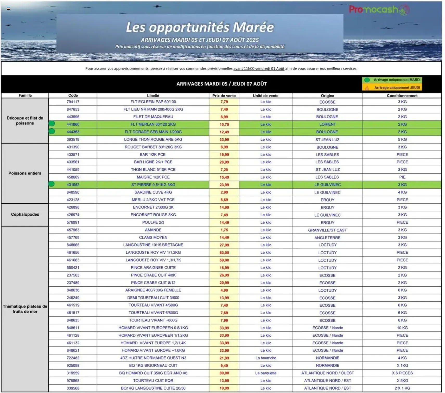 Promocash mercuriale opportunités - brochure valable à partir du 05/08/2025, page 1 sur 1