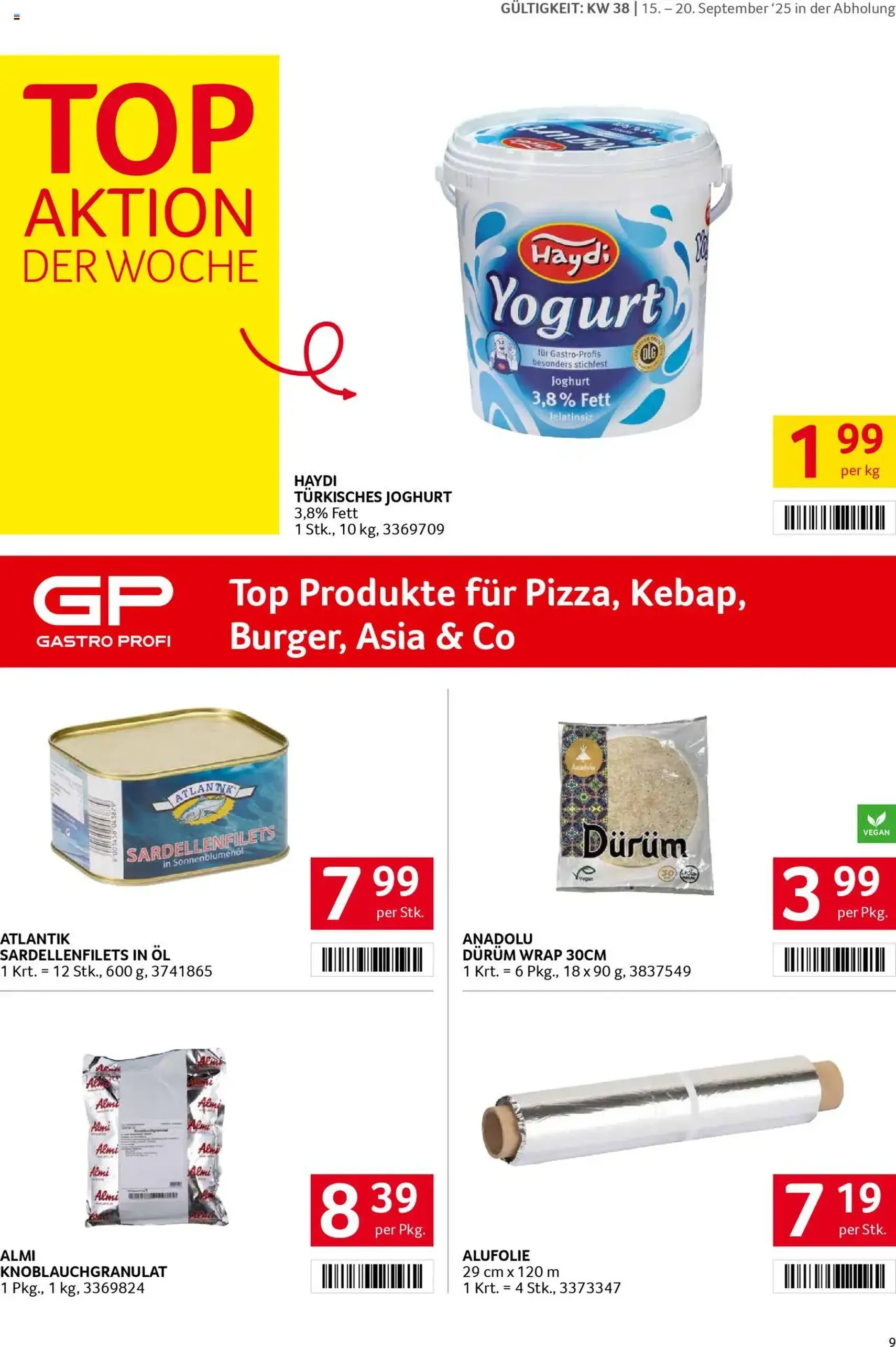 Transgourmet Flugblatt - Gültiger Prospekt ab 14.09.2025, Seite 9 von insgesamt 36 Transgourmet Flugblatt - Gültiger Prospekt ab 14.09.2025, Seite 9 von insgesamt 36