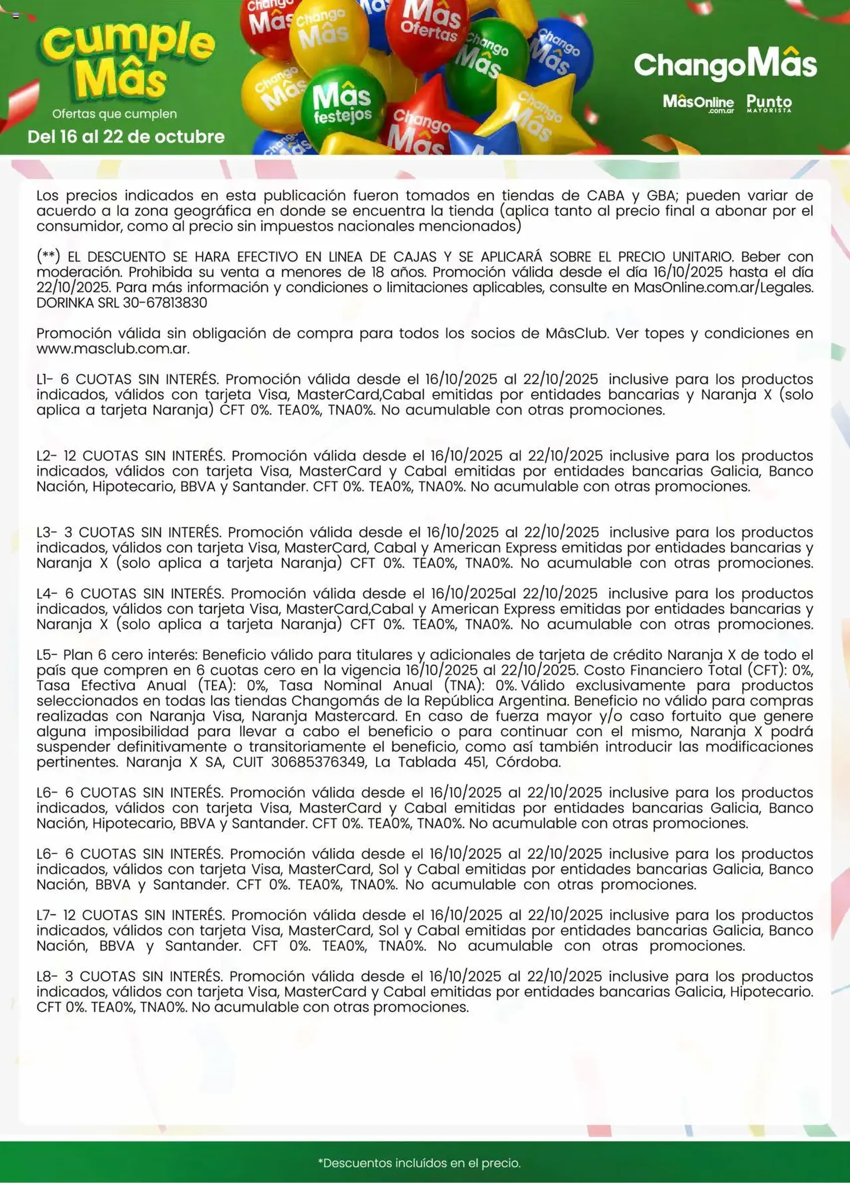 Changomas ofertas - folleto válido desde 16/10/2025 página 17 de 17 Changomas ofertas - folleto válido desde 16/10/2025 página 17 de 17