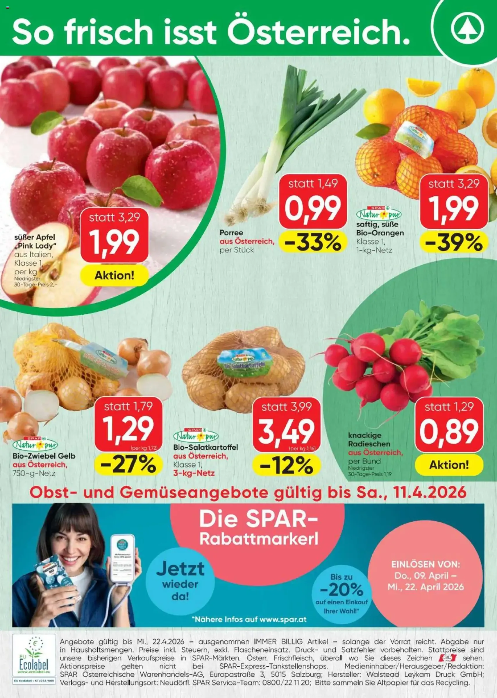 Spar - Flugblatt - Gültiger Prospekt ab 09.04.2026, Seite 20 von insgesamt 20