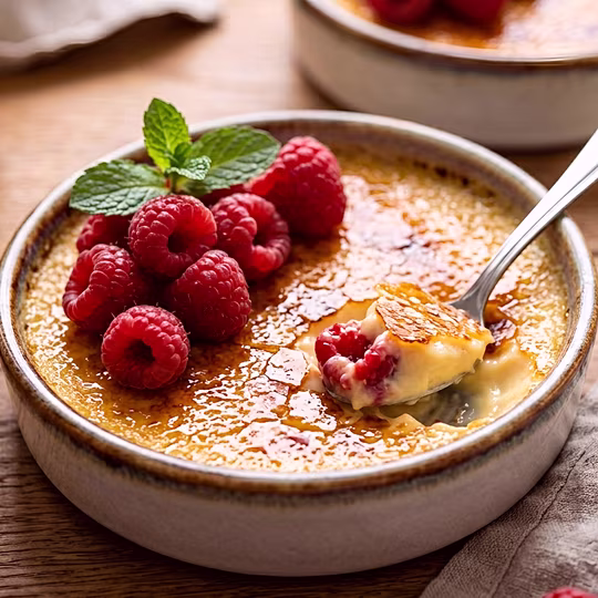 Náhľad receptu Puding s vaječným koňakom a malinami