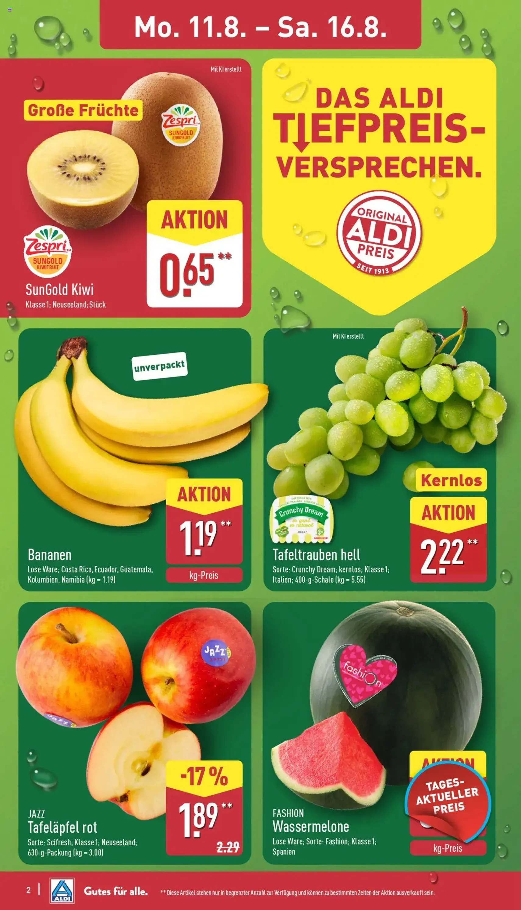 Aldi Prospekt - Gültiger Prospekt ab 11.08.2025, Seite 2 von insgesamt 43 Aldi Prospekt - Gültiger Prospekt ab 11.08.2025, Seite 2 von insgesamt 43
