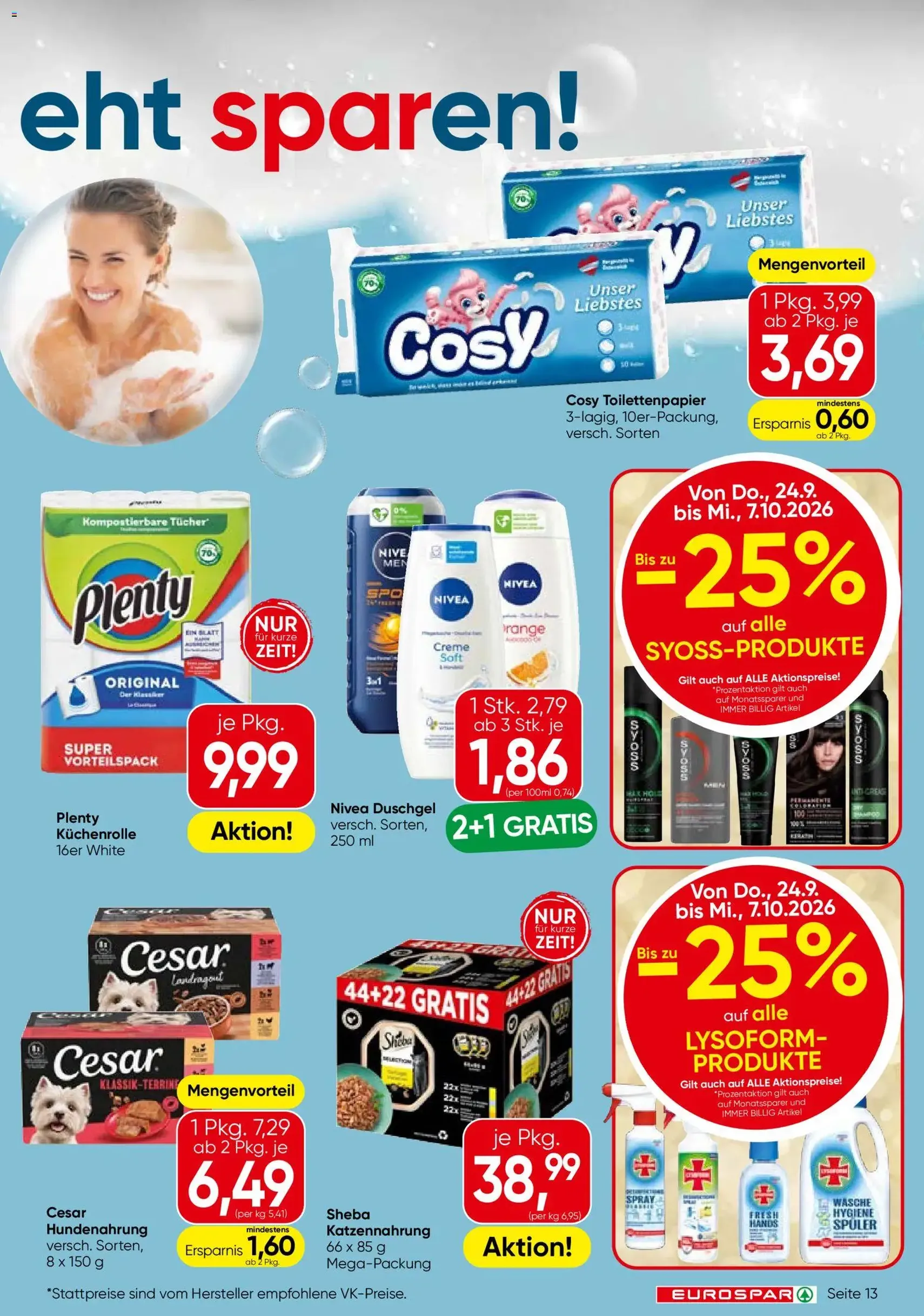 Eurospar Flugblatt - Gültiger Prospekt ab 24.09.2026, Seite 13 von insgesamt 16