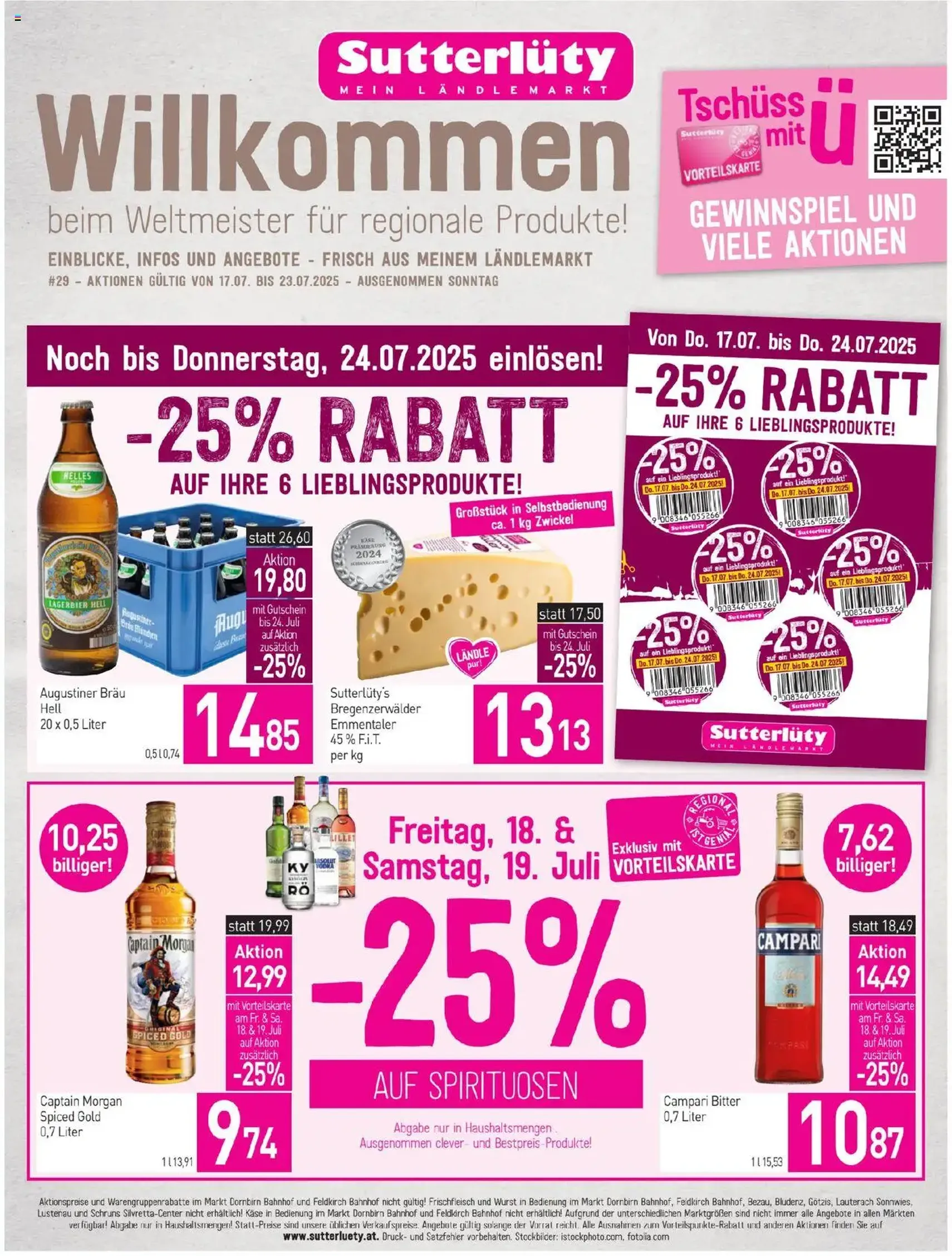 Sutterlüty Flugblatt - Gültiger Prospekt ab 17.07.2025, Seite 1 von insgesamt 24 Sutterlüty Flugblatt - Gültiger Prospekt ab 17.07.2025, Seite 1 von insgesamt 24