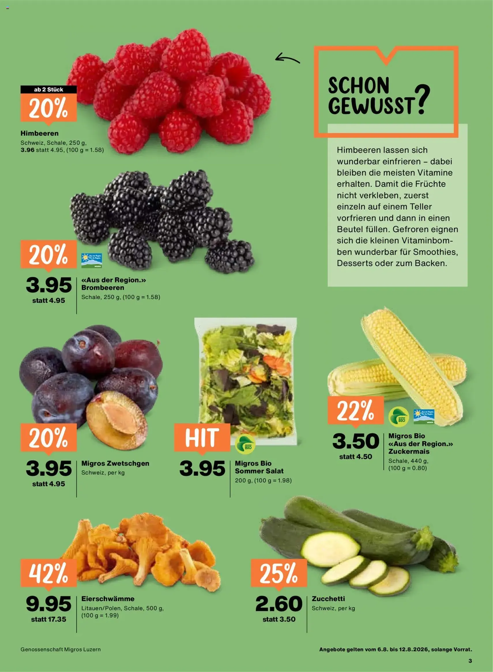 Migros aktionen - Gültiger Prospekt ab 06.08.2026, Seite 3 von insgesamt 24