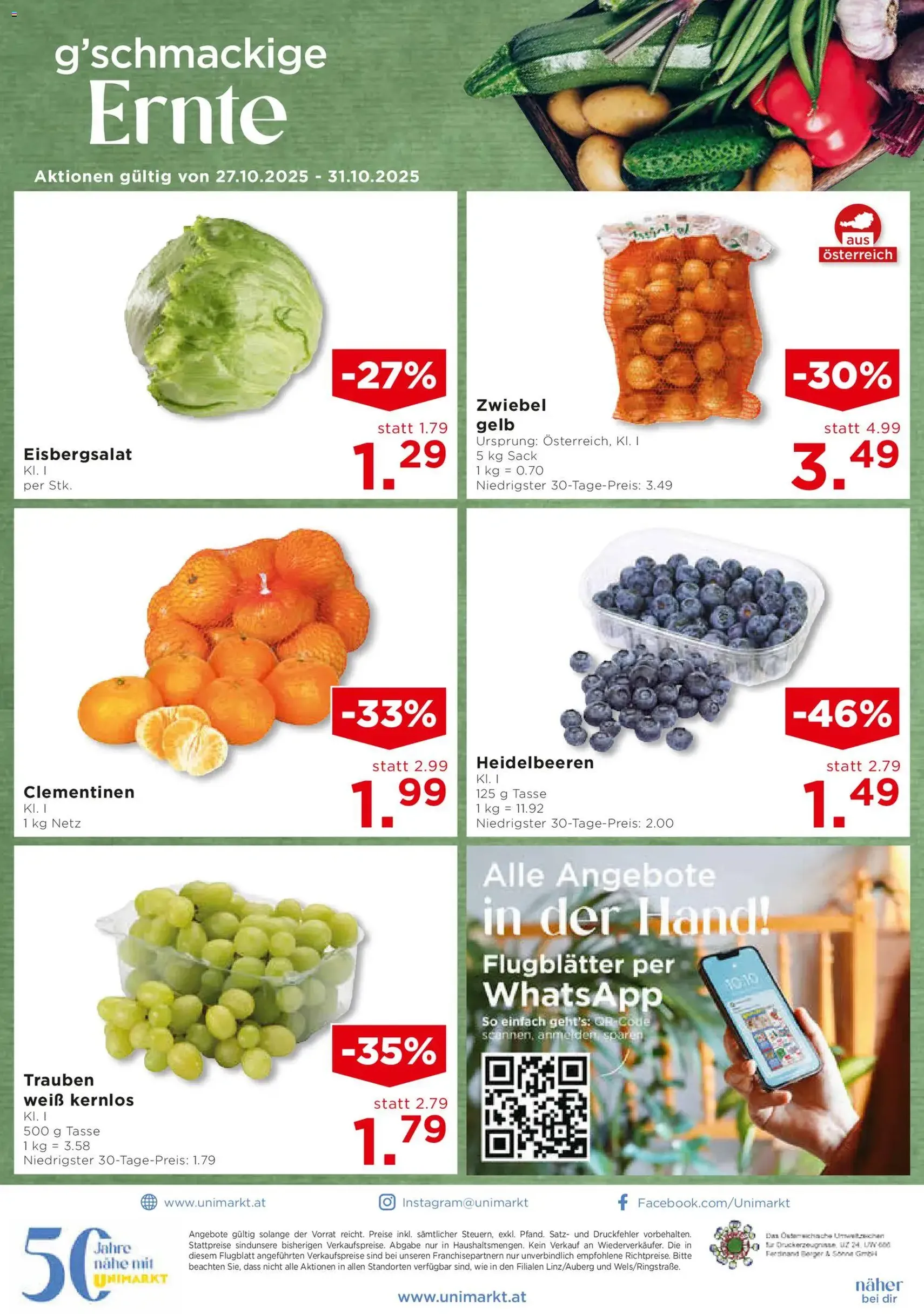 Unimarkt Flugblatt - Gültiger Prospekt ab 29.10.2025, Seite 16 von insgesamt 16 Unimarkt Flugblatt - Gültiger Prospekt ab 29.10.2025, Seite 16 von insgesamt 16