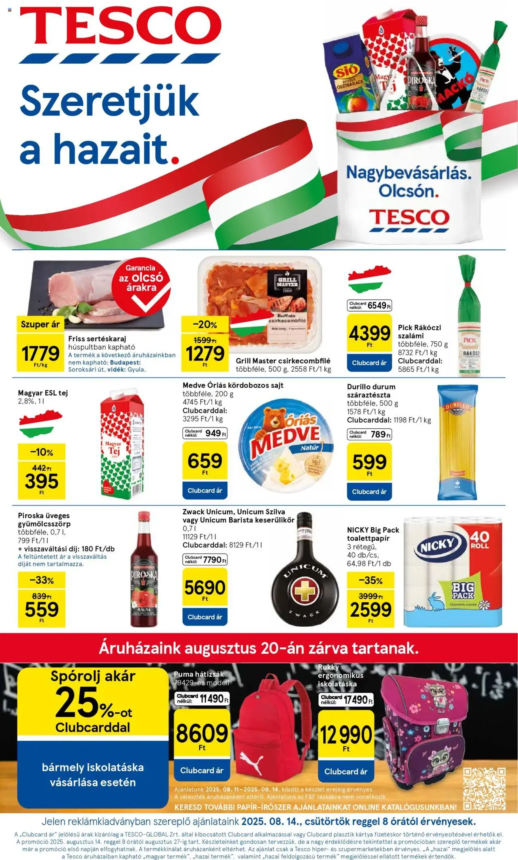 Tesco Hipermarket - Akciós újság - 2025.08.14. érvényes szórólap 1 oldal 32 oldalból