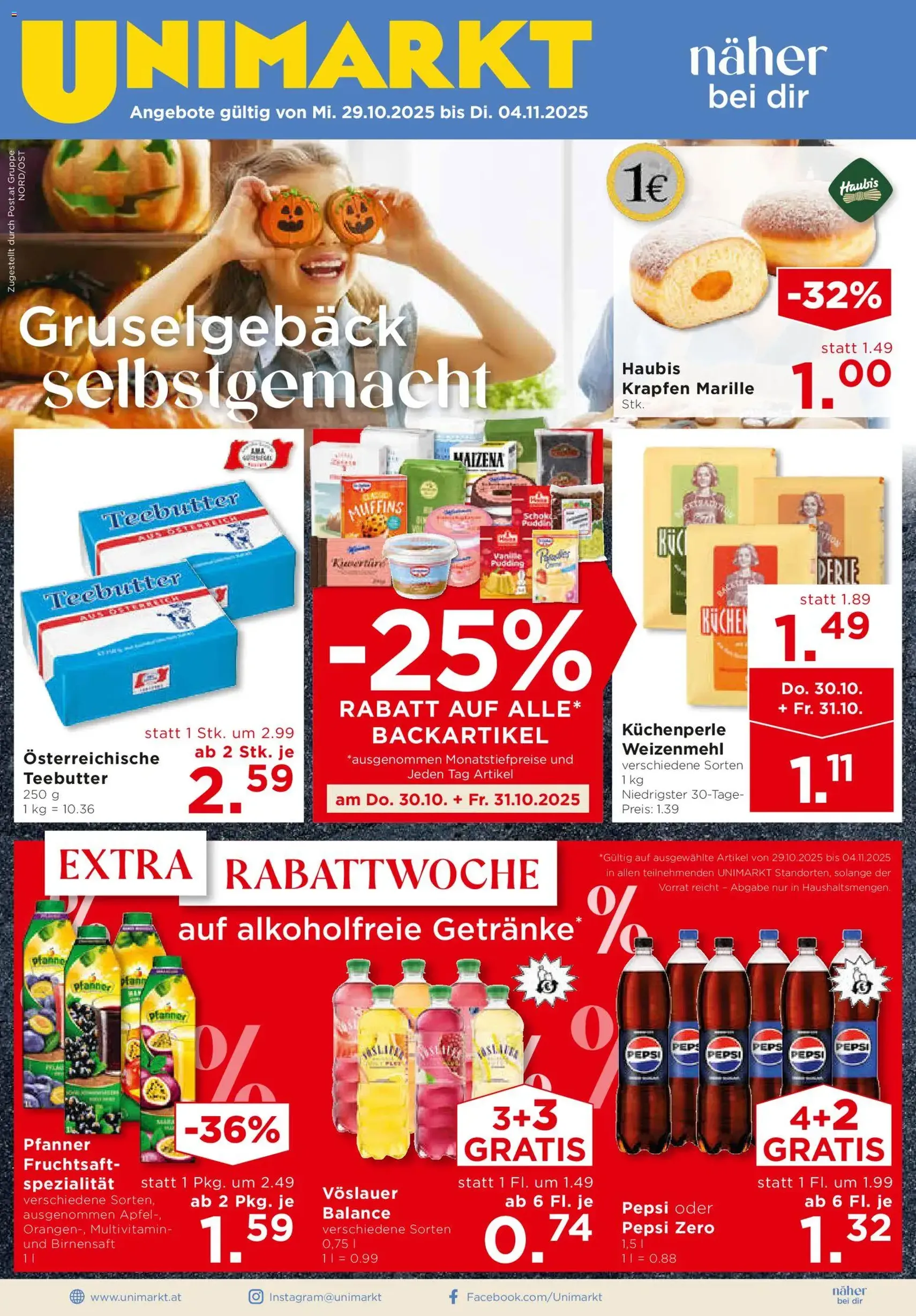 Unimarkt Flugblatt - Gültiger Prospekt ab 29.10.2025, Seite 1 von insgesamt 16 Unimarkt Flugblatt - Gültiger Prospekt ab 29.10.2025, Seite 1 von insgesamt 16