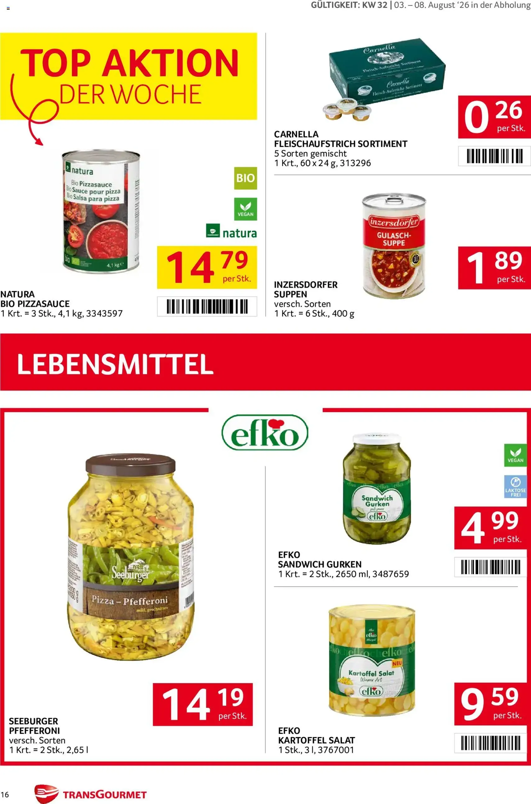 Transgourmet Flugblatt - Gültiger Prospekt ab 03.08.2026, Seite 16 von insgesamt 32
