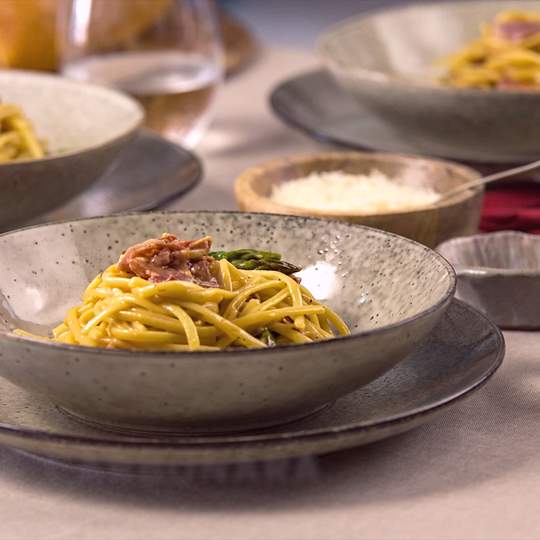 Anteprima ricetta Carbonara di asparagi selvatici