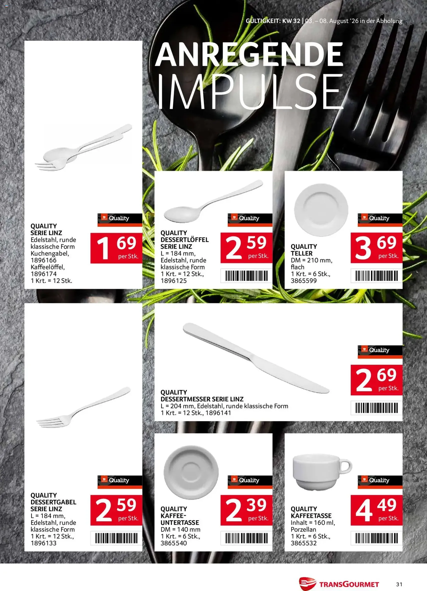 Transgourmet Flugblatt - Gültiger Prospekt ab 03.08.2026, Seite 31 von insgesamt 32