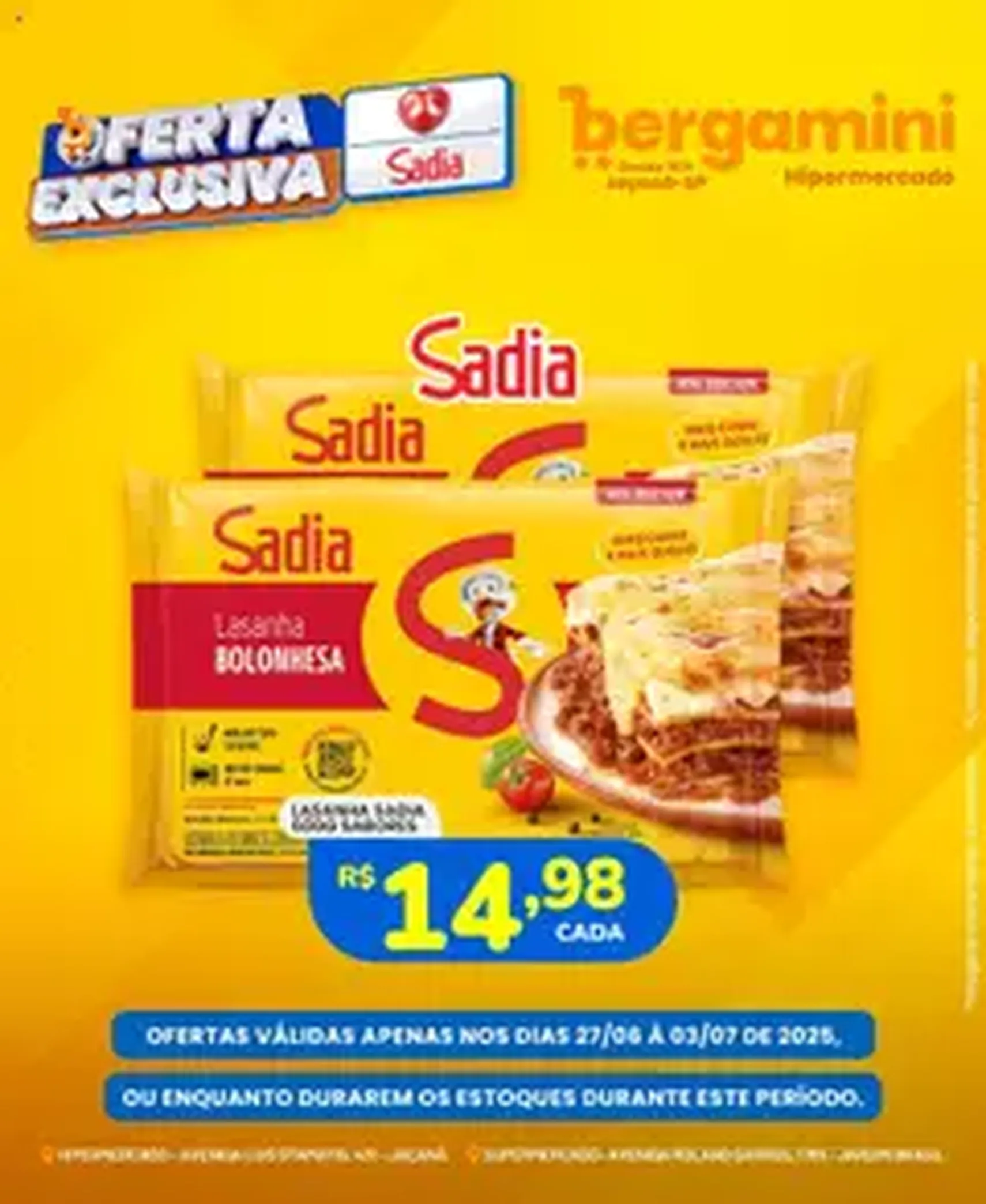Supermercado Bergamini - Ofertas Sadia e Perdigão - folheto válido a partir de 27/06/2025 página 1 de 1