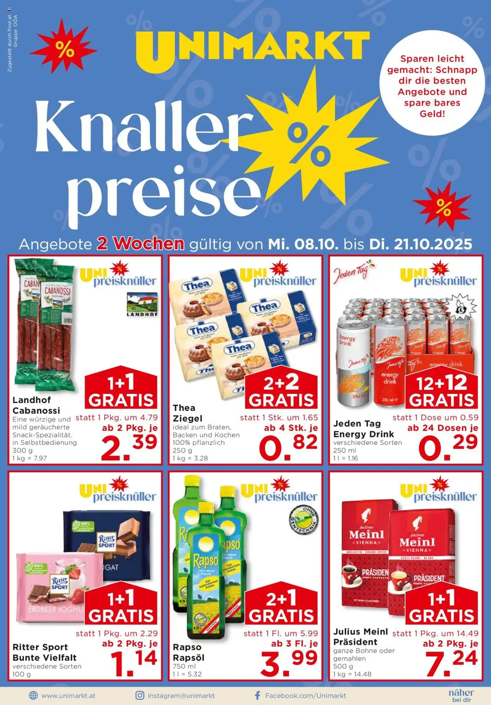 Unimarkt Flugblatt - Gültiger Prospekt ab 08.10.2025, Seite 1 von insgesamt 16 Unimarkt Flugblatt - Gültiger Prospekt ab 08.10.2025, Seite 1 von insgesamt 16