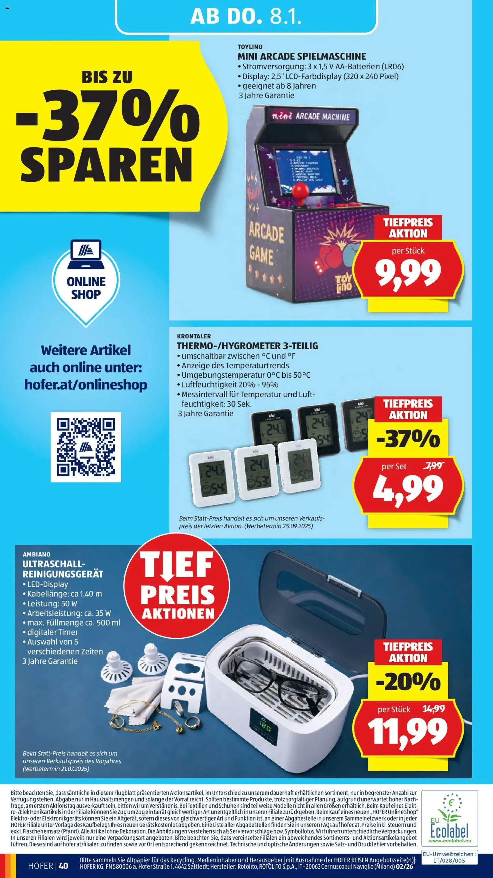 Hofer Flugblatt - Gültiger Prospekt ab 02.01.2026, Seite 44 von insgesamt 45