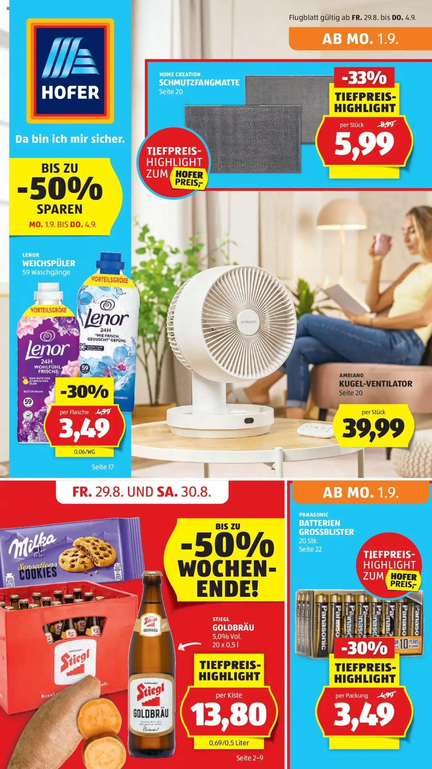 Hofer Flugblatt - Gültiger Prospekt ab 29.08.2025, Seite 1 von insgesamt 37