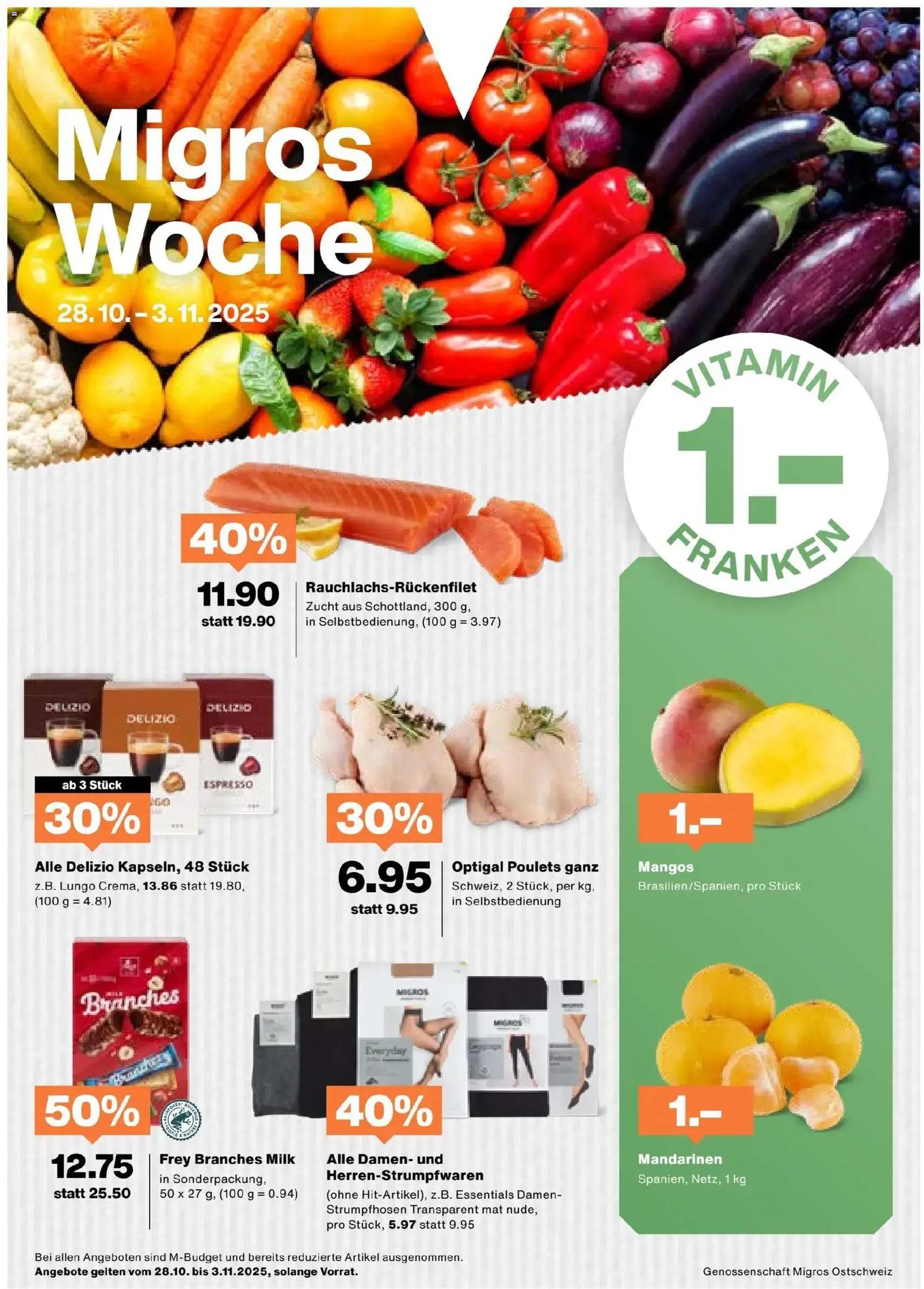 Migros Aktionen - Gültiger Prospekt ab 28.10.2025, Seite 1 von insgesamt 24 Migros Aktionen - Gültiger Prospekt ab 28.10.2025, Seite 1 von insgesamt 24