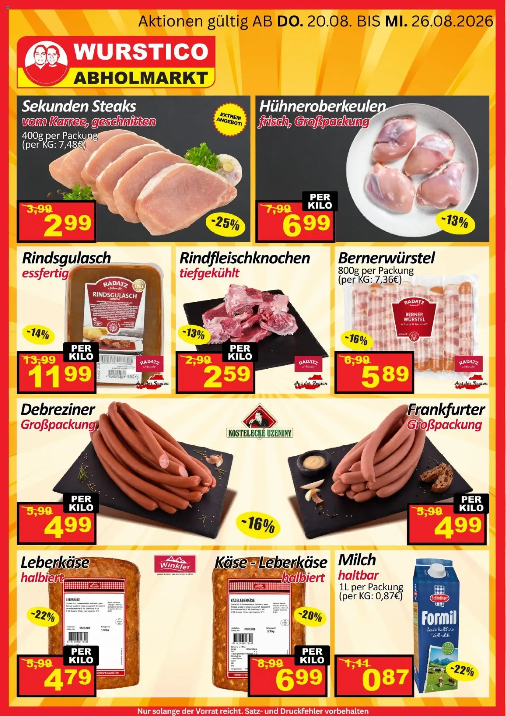Wurstico Abholmarkt Flugblatt - Gültiger Prospekt ab 20.08.2026, Seite 2 von insgesamt 4