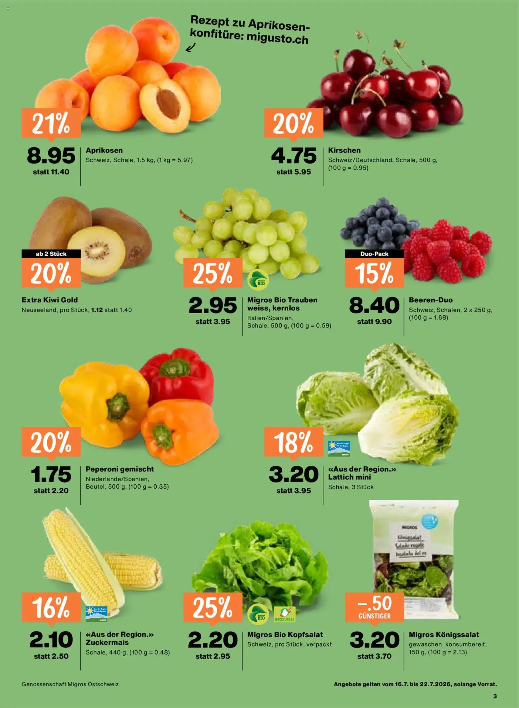 Migros aktionen - Gültiger Prospekt ab 16.07.2026, Seite 3 von insgesamt 20