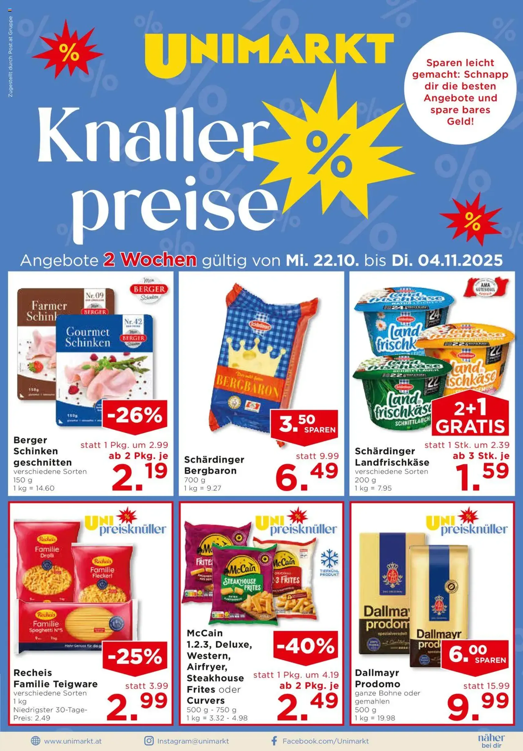 Unimarkt Flugblatt - Gültiger Prospekt ab 22.10.2025, Seite 1 von insgesamt 16