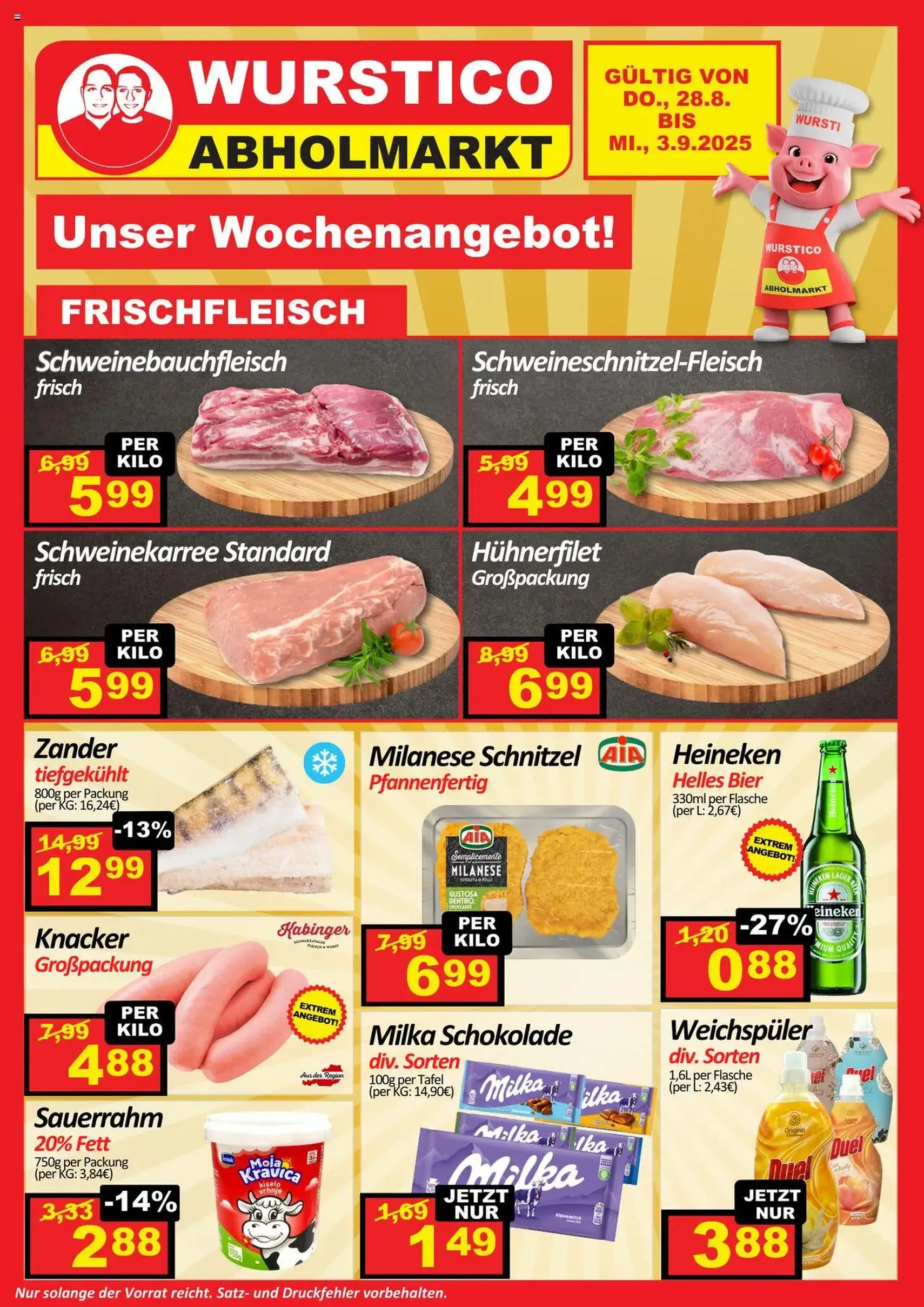 Wurstico Abholmarkt Flugblatt - Gültiger Prospekt ab 28.08.2025, Seite 1 von insgesamt 3