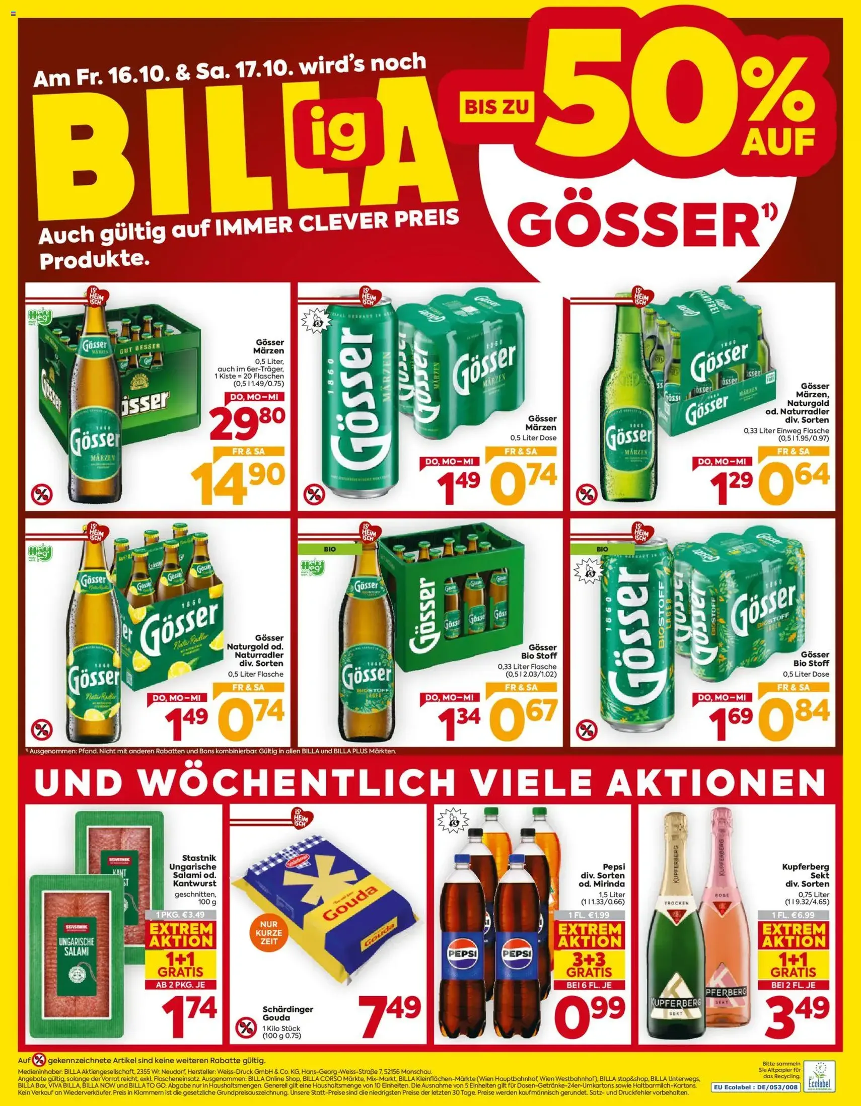 Billa Flugblatt - Gültiger Prospekt ab 15.10.2026, Seite 16 von insgesamt 16