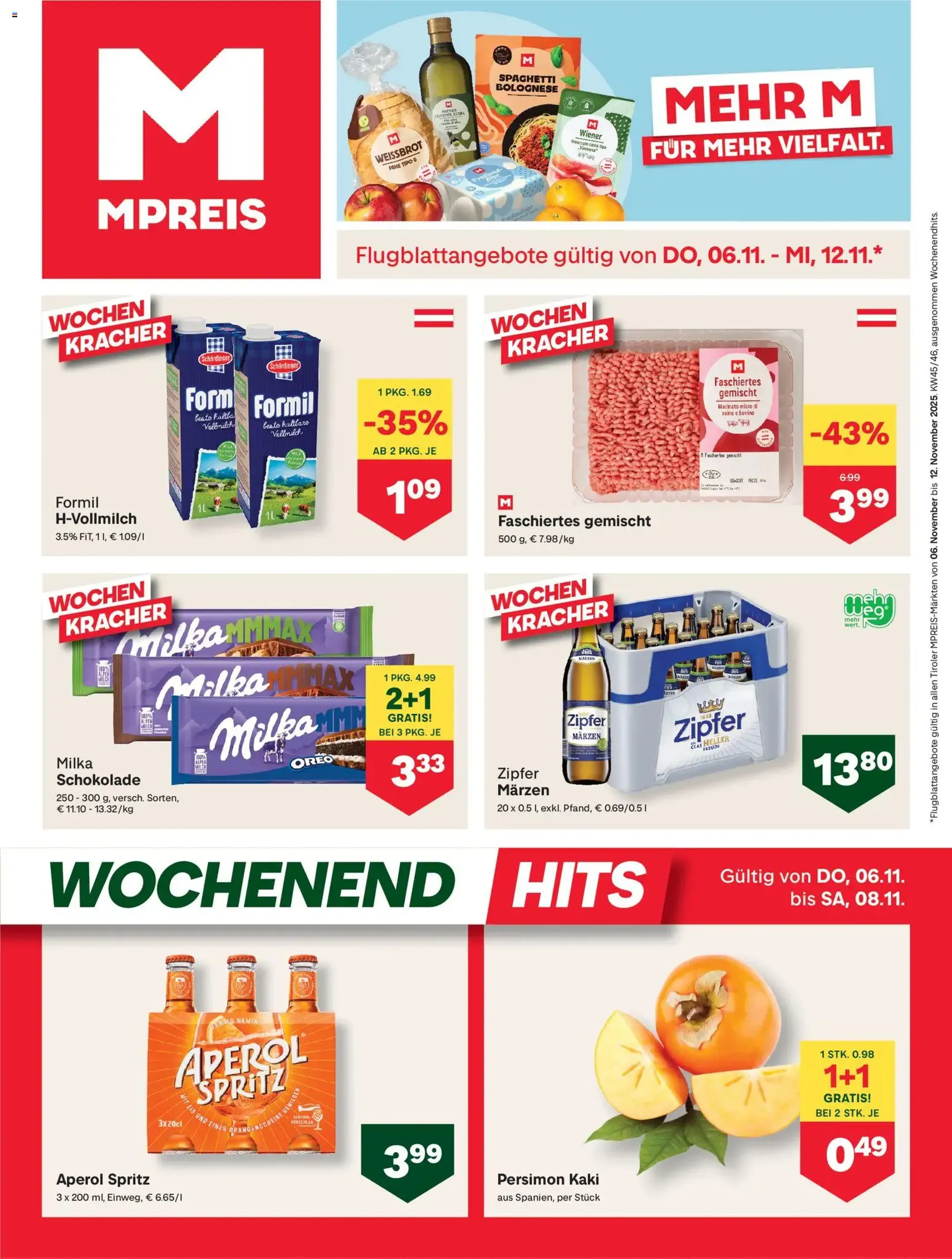 MPREIS Flugblatt - Gültiger Prospekt ab 06.11.2025, Seite 1 von insgesamt 12