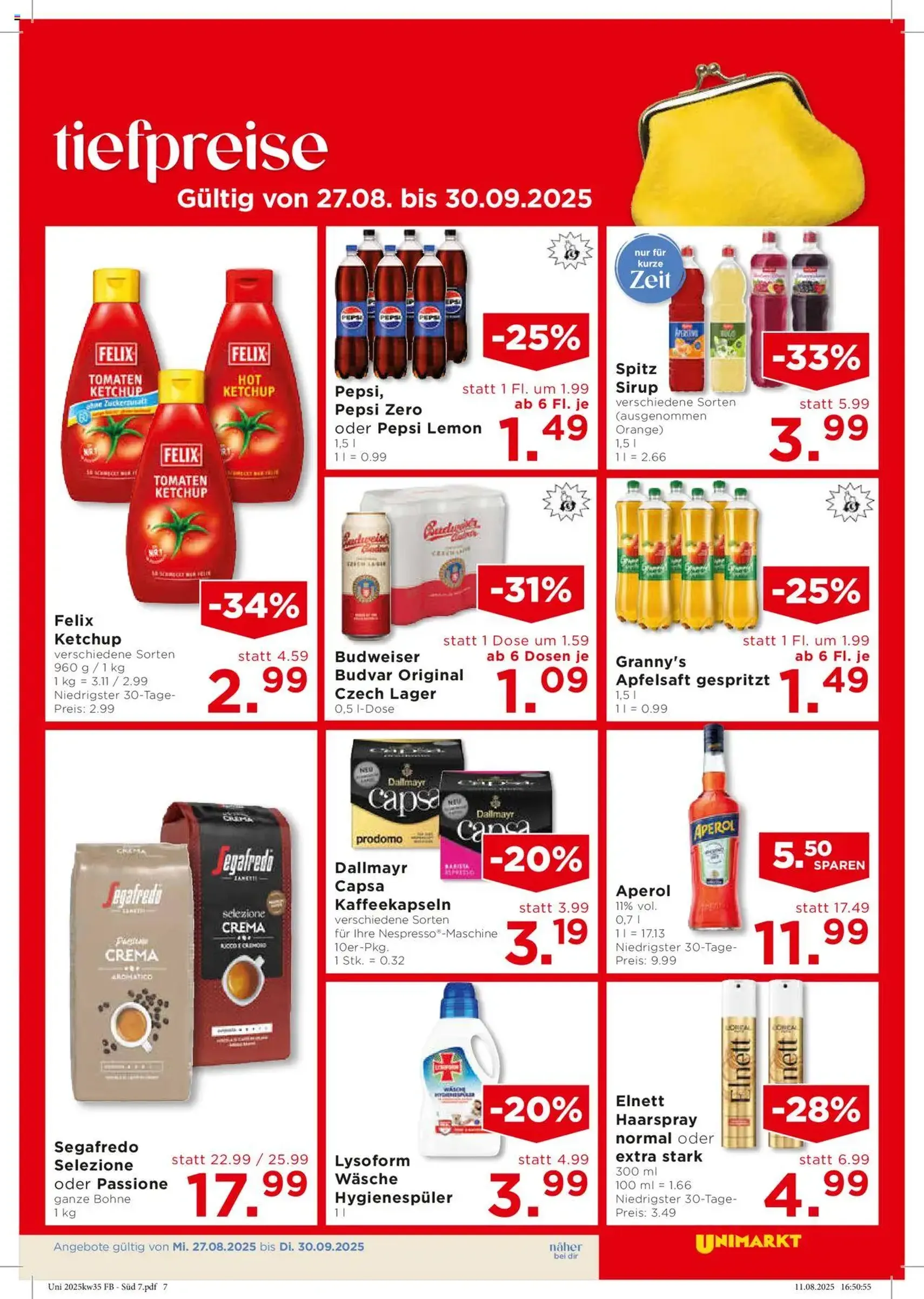 Unimarkt Flugblatt - Gültiger Prospekt ab 27.08.2025, Seite 7 von insgesamt 12