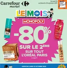 Carrefour Market catalogue le mois monopoly 80% sur le 2ème - Prévisualisation du catalogue valable à partir du 16/09/2025