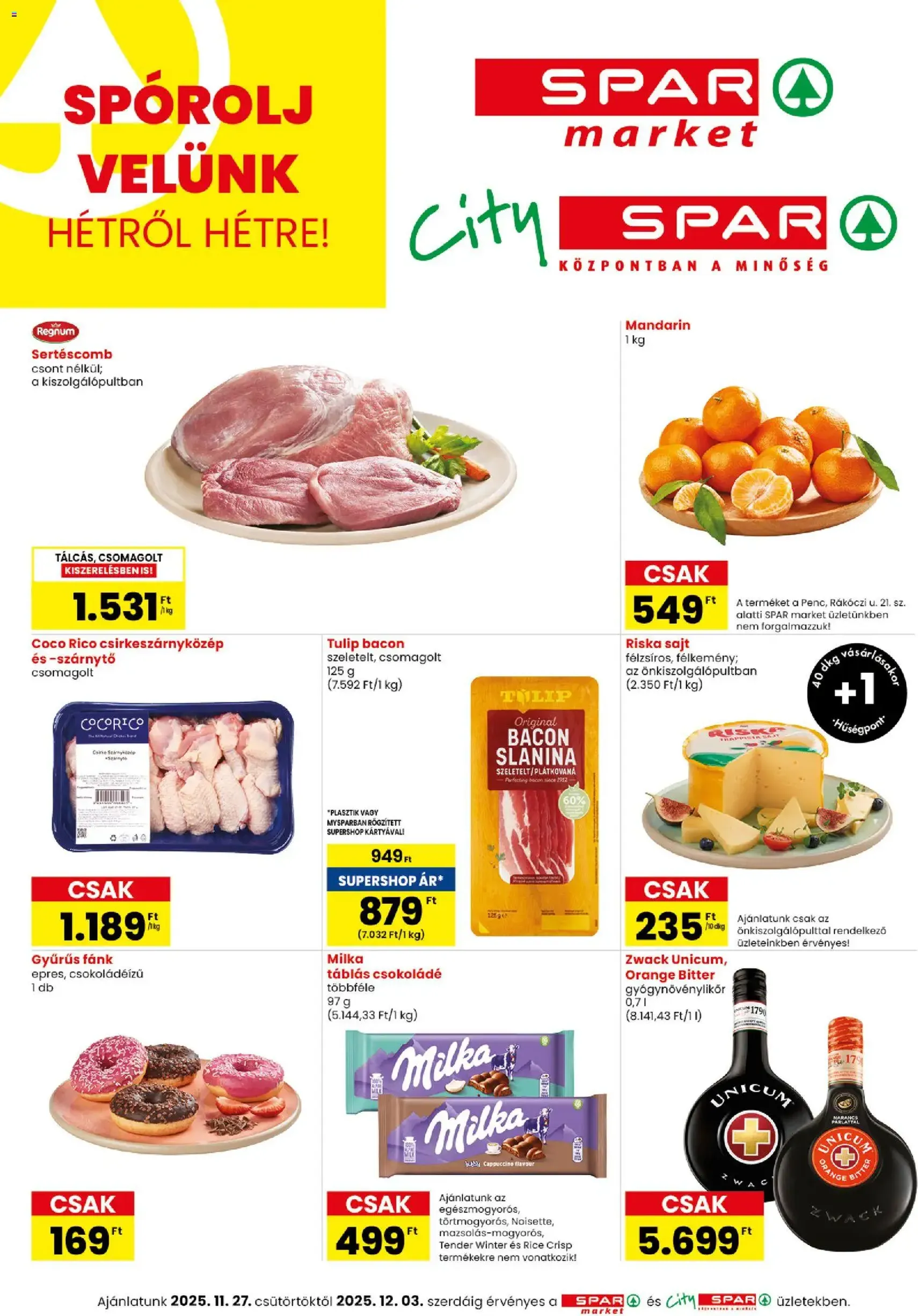 Spar Market Akciós újság - 2025.11.27. érvényes szórólap 1 oldal 3 oldalból