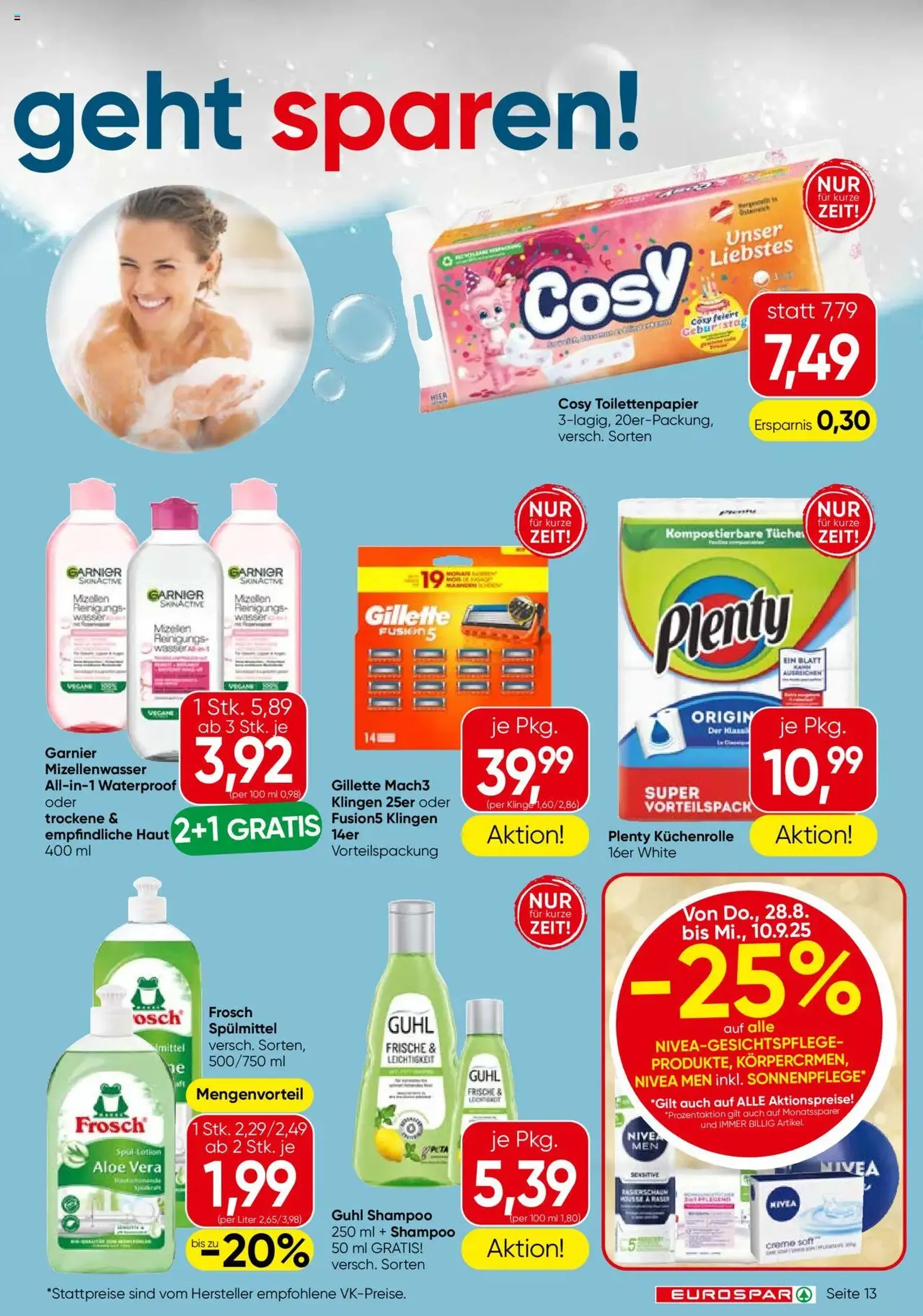 Eurospar Flugblatt - Gültiger Prospekt ab 28.08.2025, Seite 13 von insgesamt 16 Eurospar Flugblatt - Gültiger Prospekt ab 28.08.2025, Seite 13 von insgesamt 16