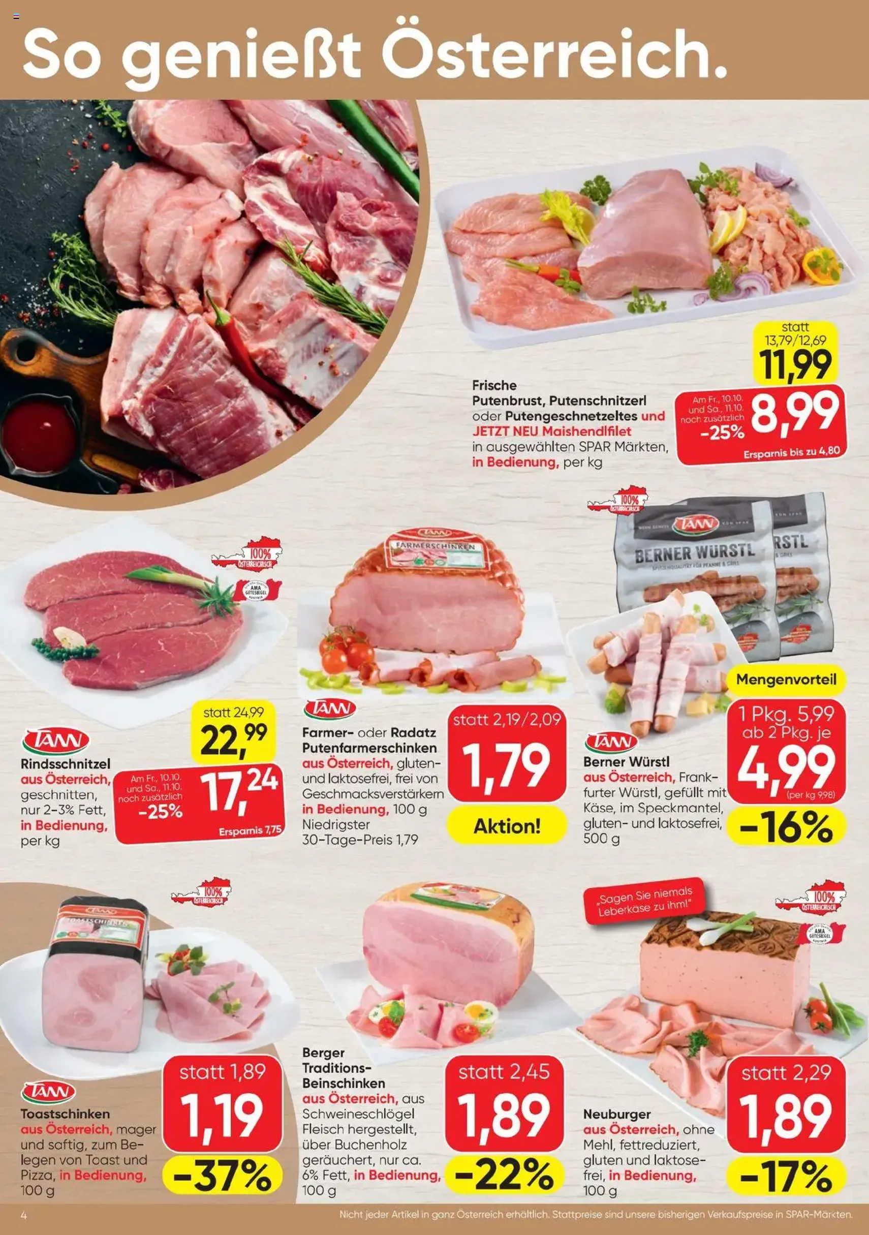 Spar Flugblatt - Gültiger Prospekt ab 09.10.2025, Seite 4 von insgesamt 24
