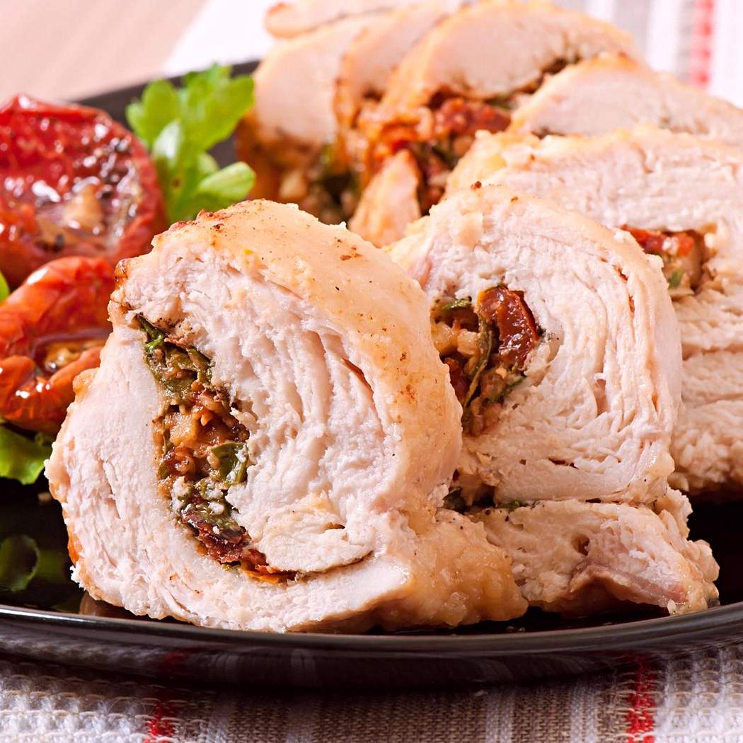 Rotolo di maiale con pomodori secchi