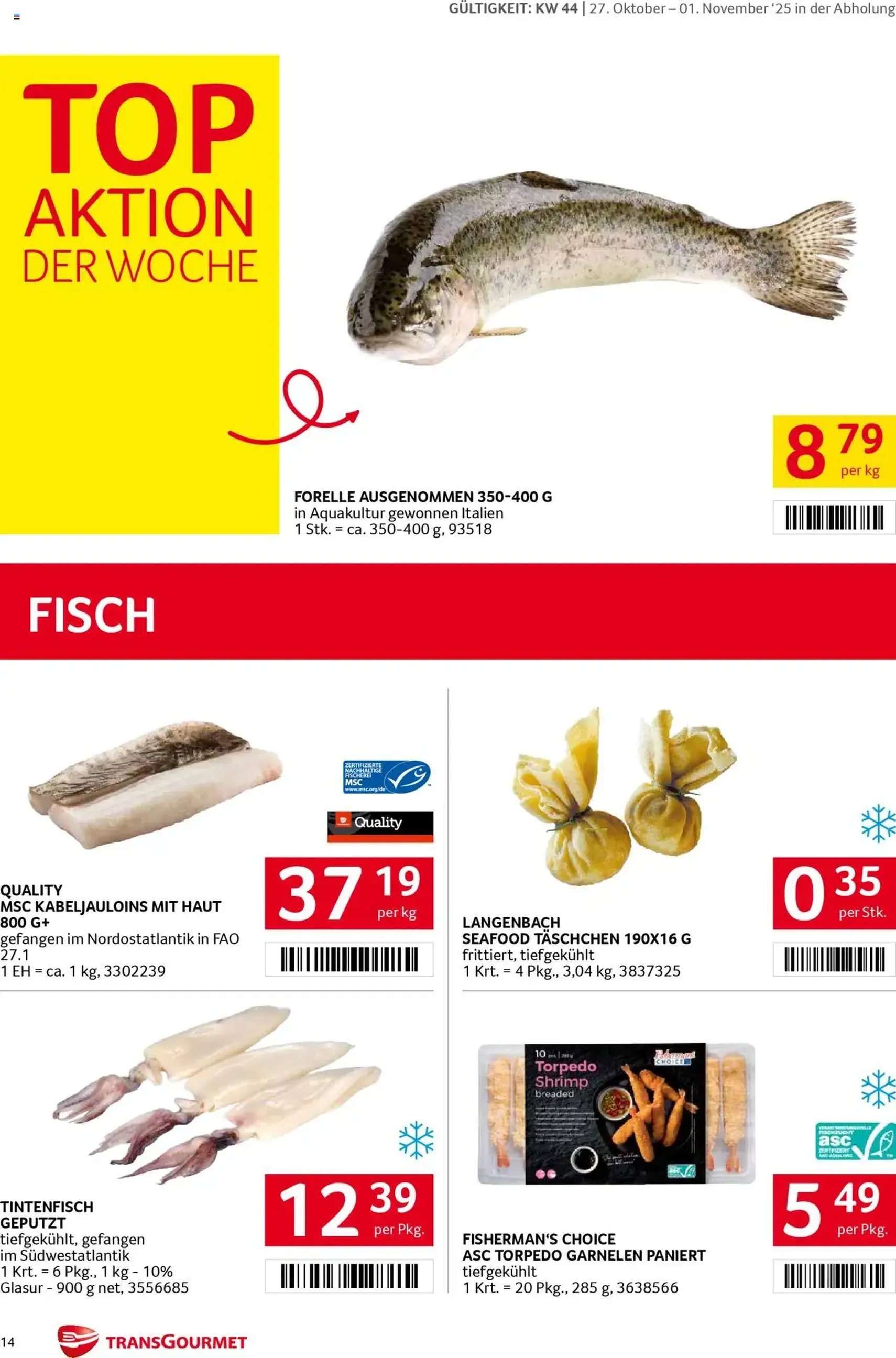 Transgourmet Flugblatt - Gültiger Prospekt ab 26.10.2025, Seite 14 von insgesamt 32 Transgourmet Flugblatt - Gültiger Prospekt ab 26.10.2025, Seite 14 von insgesamt 32