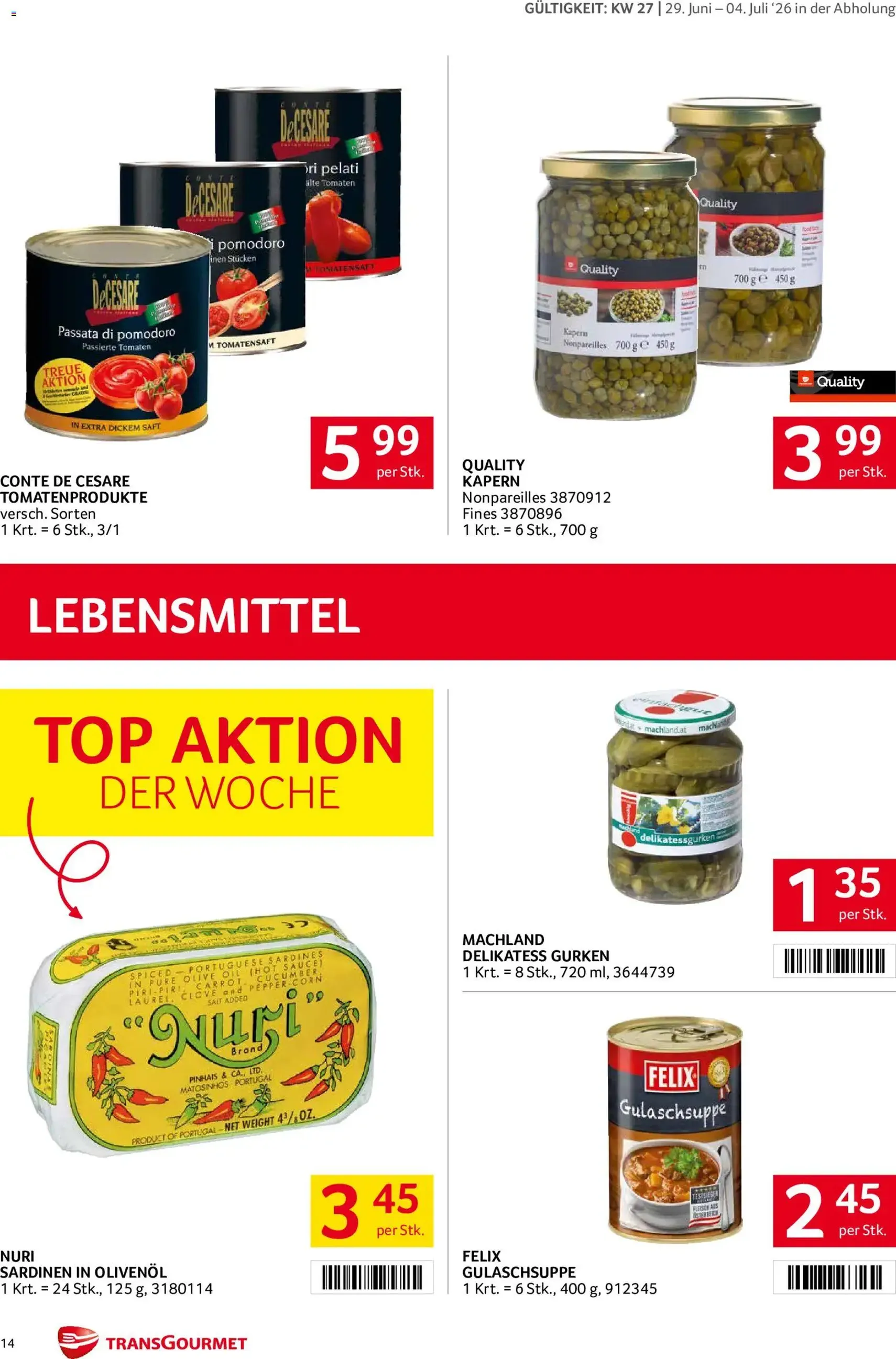 Transgourmet Flugblatt - Gültiger Prospekt ab 29.06.2026, Seite 14 von insgesamt 28